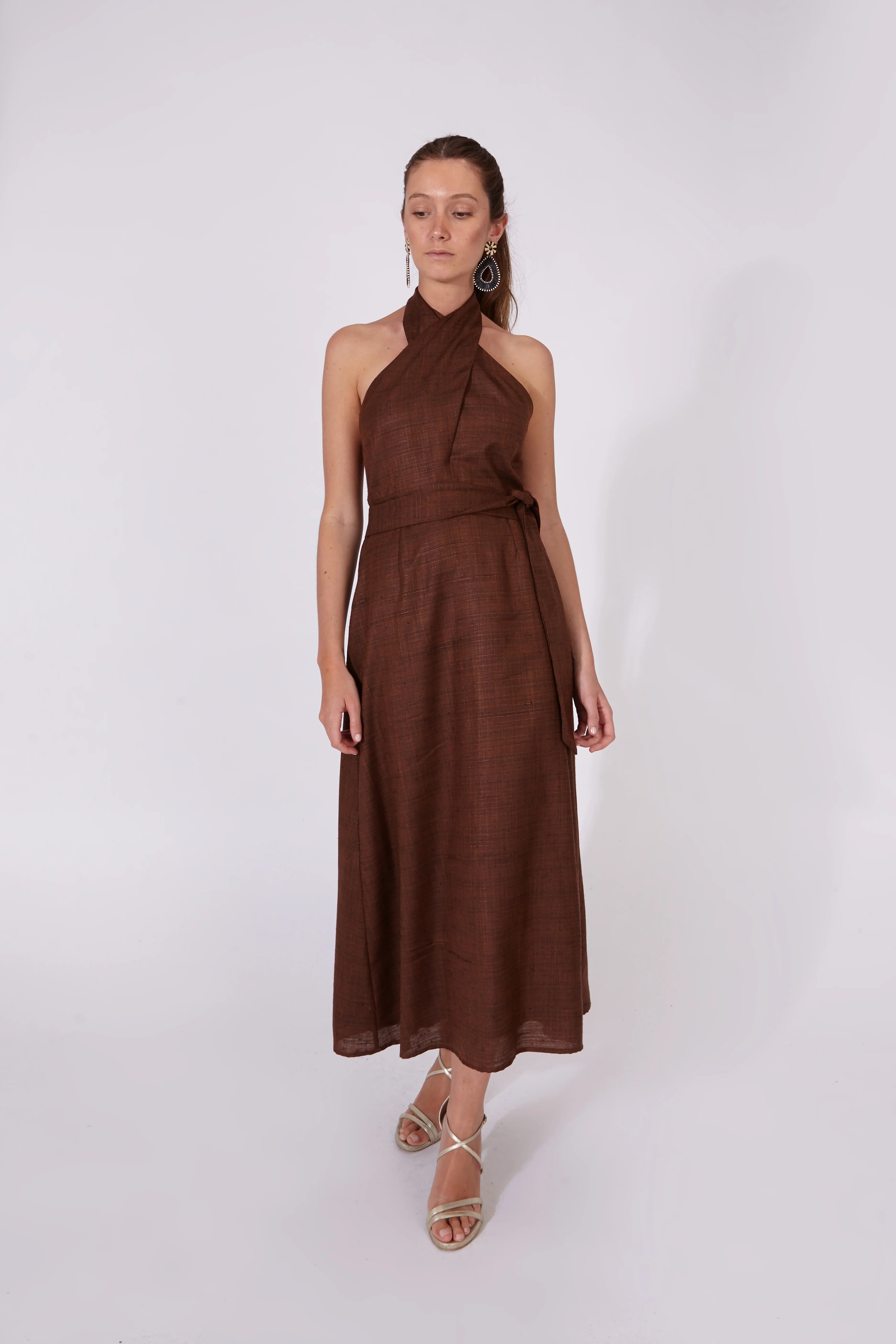 Vestido Khadi Marrón Chocolate 100% Algodón