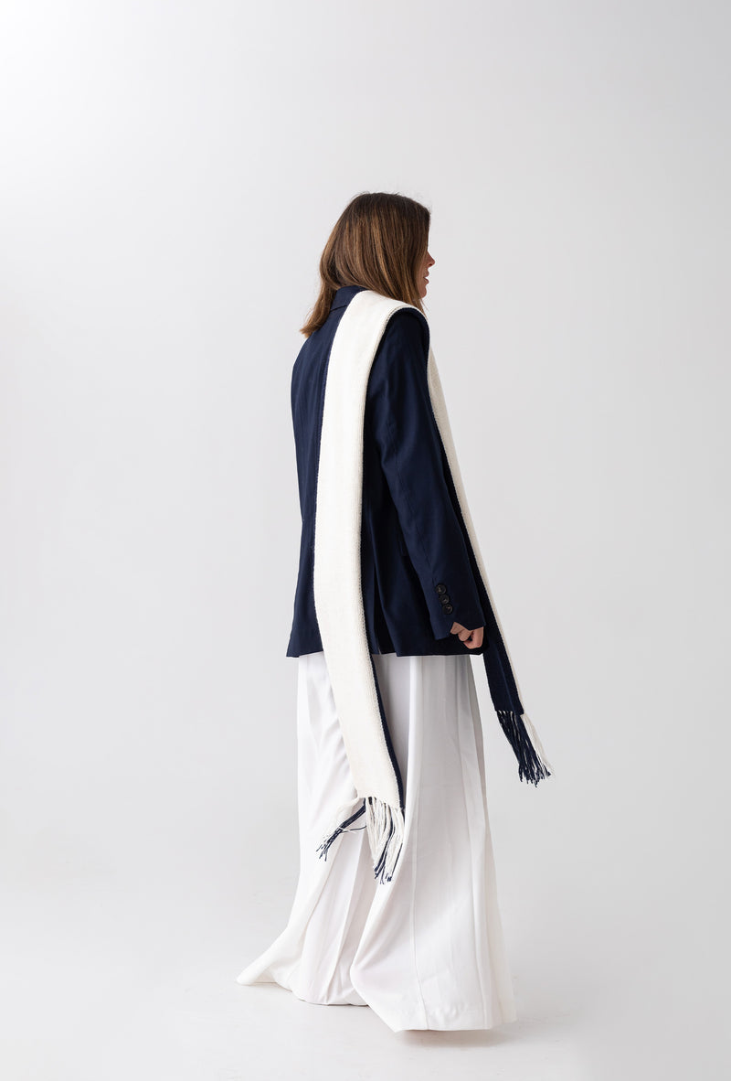 Alpaca Scarf White & Navy