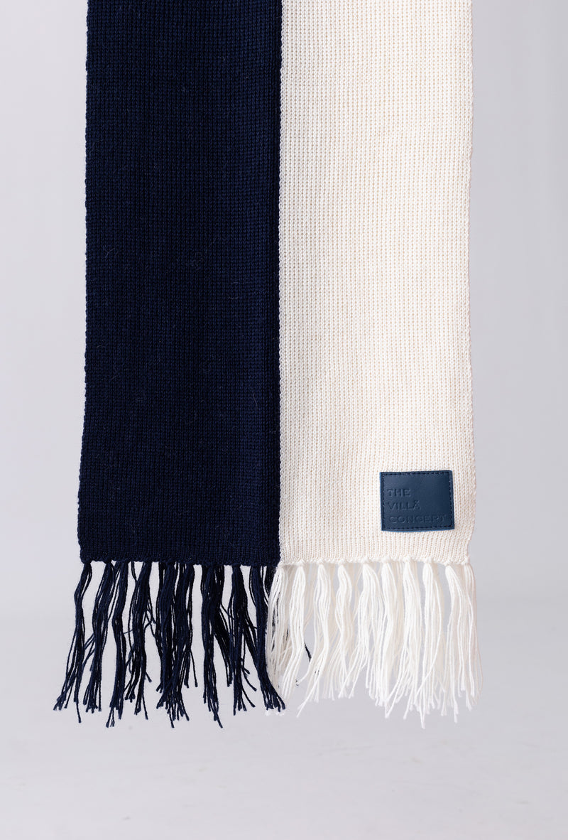 Alpaca Scarf White & Navy
