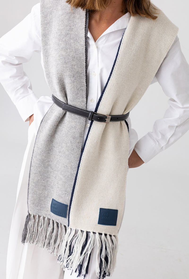 Alpaca Scarf White & Navy