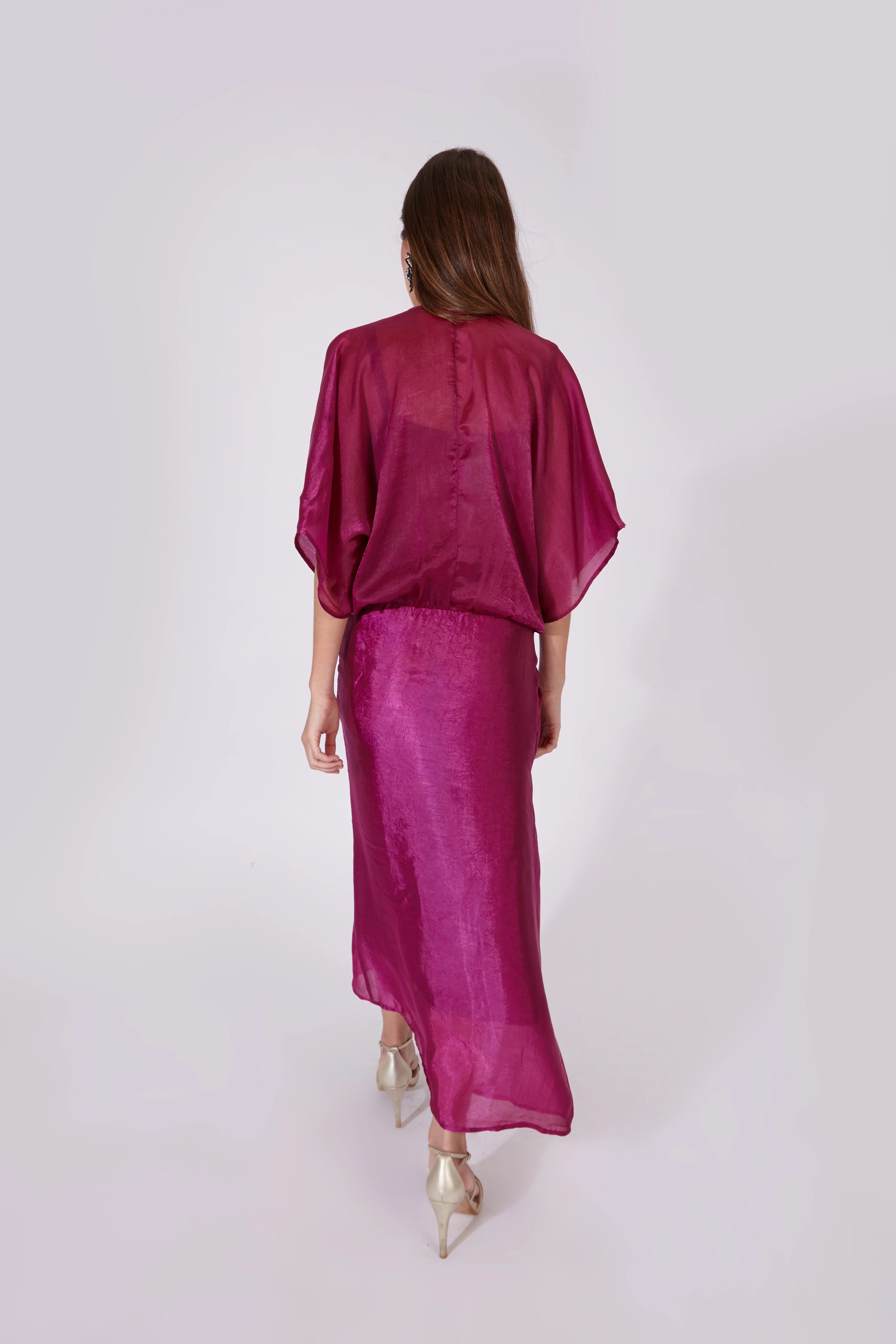 Vestido Varkala Rosa Seda