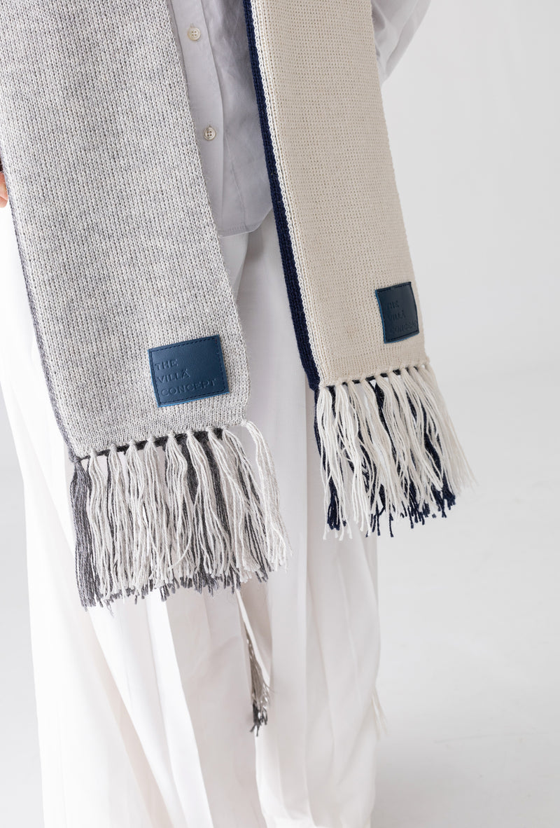 Alpaca Scarf White & Navy