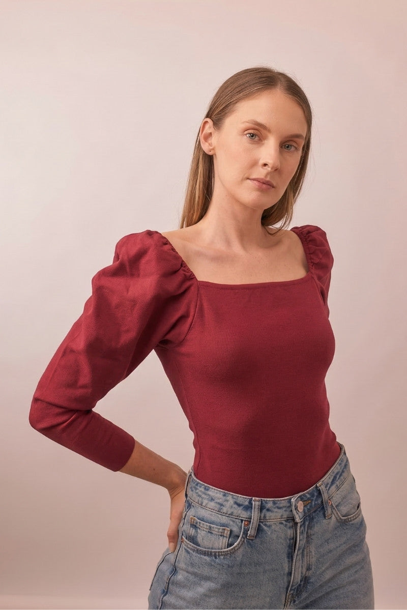 Tamara Bodysuit Burgundy Samar Zarzour