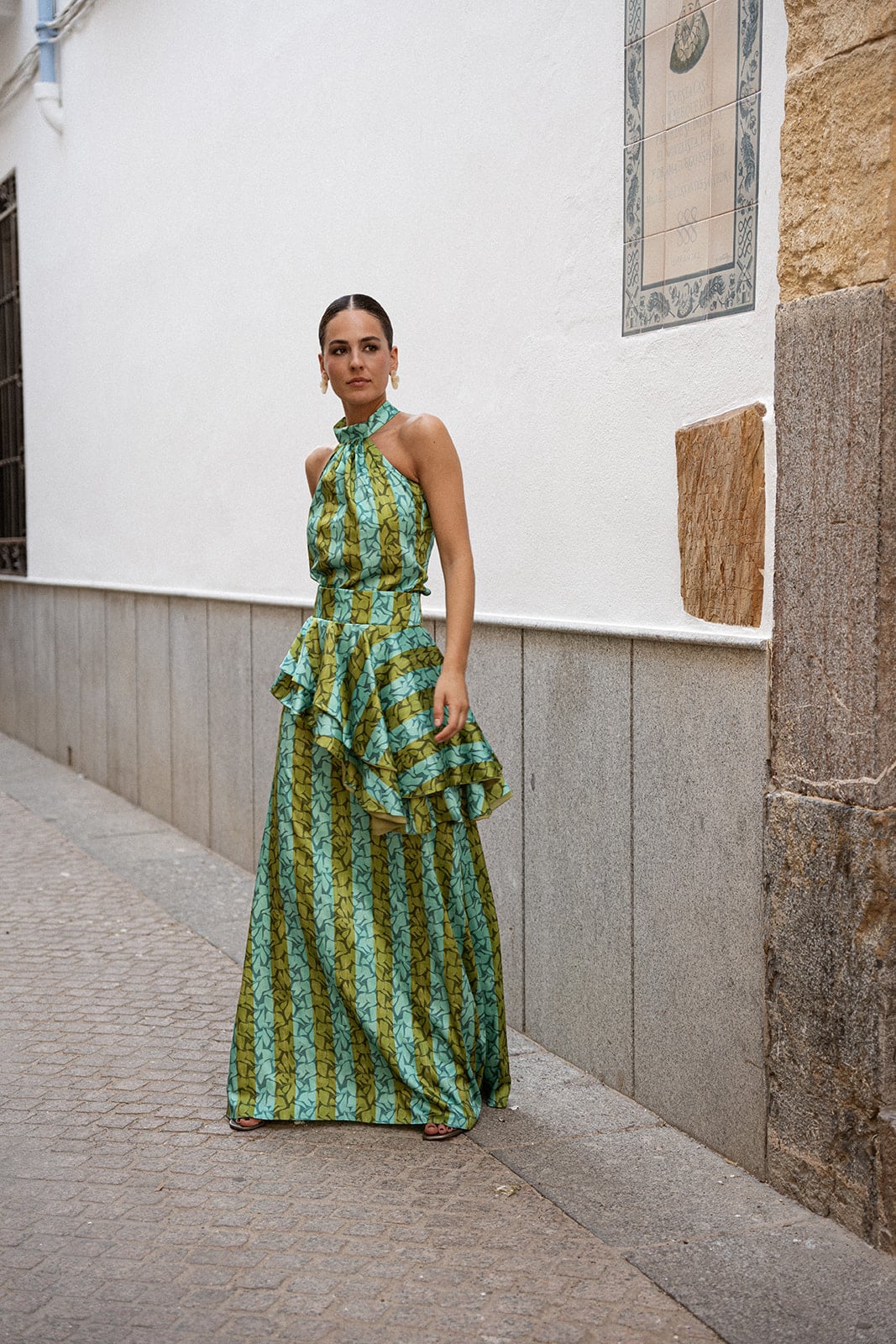 Top Greta Rayas Azul/Verde