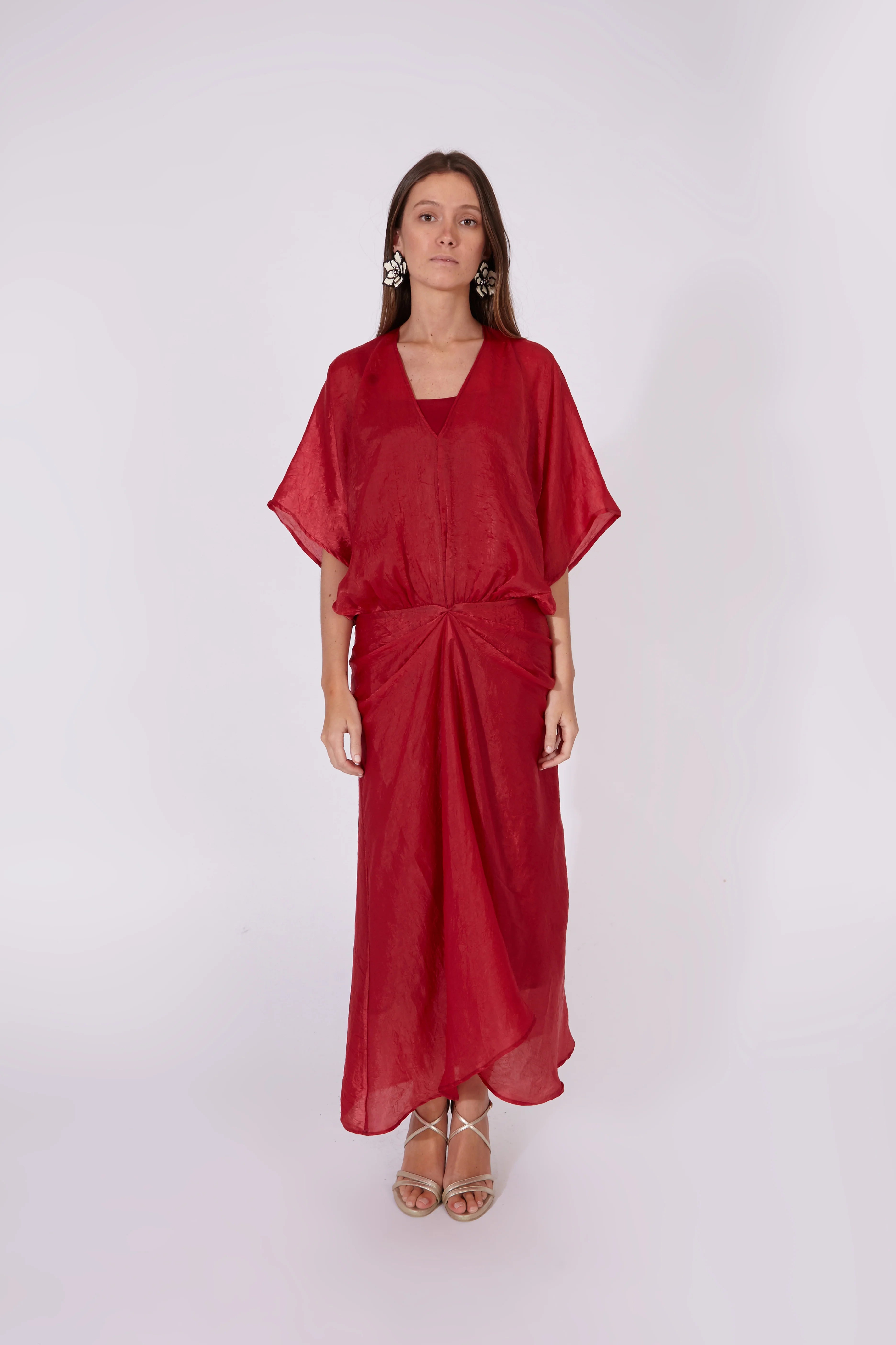 Vestido Varkala Rojo Seda