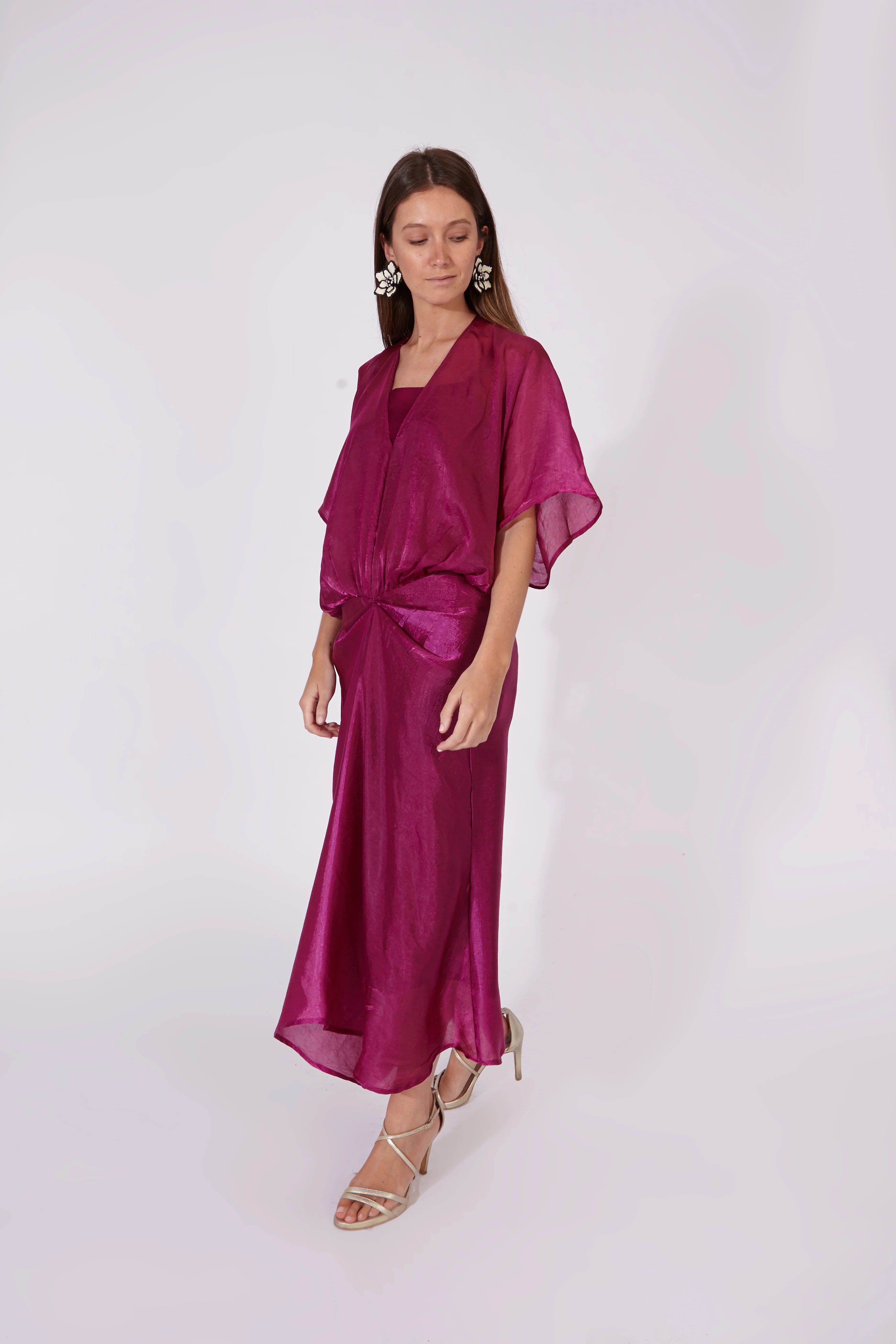 Vestido Varkala Rosa Seda