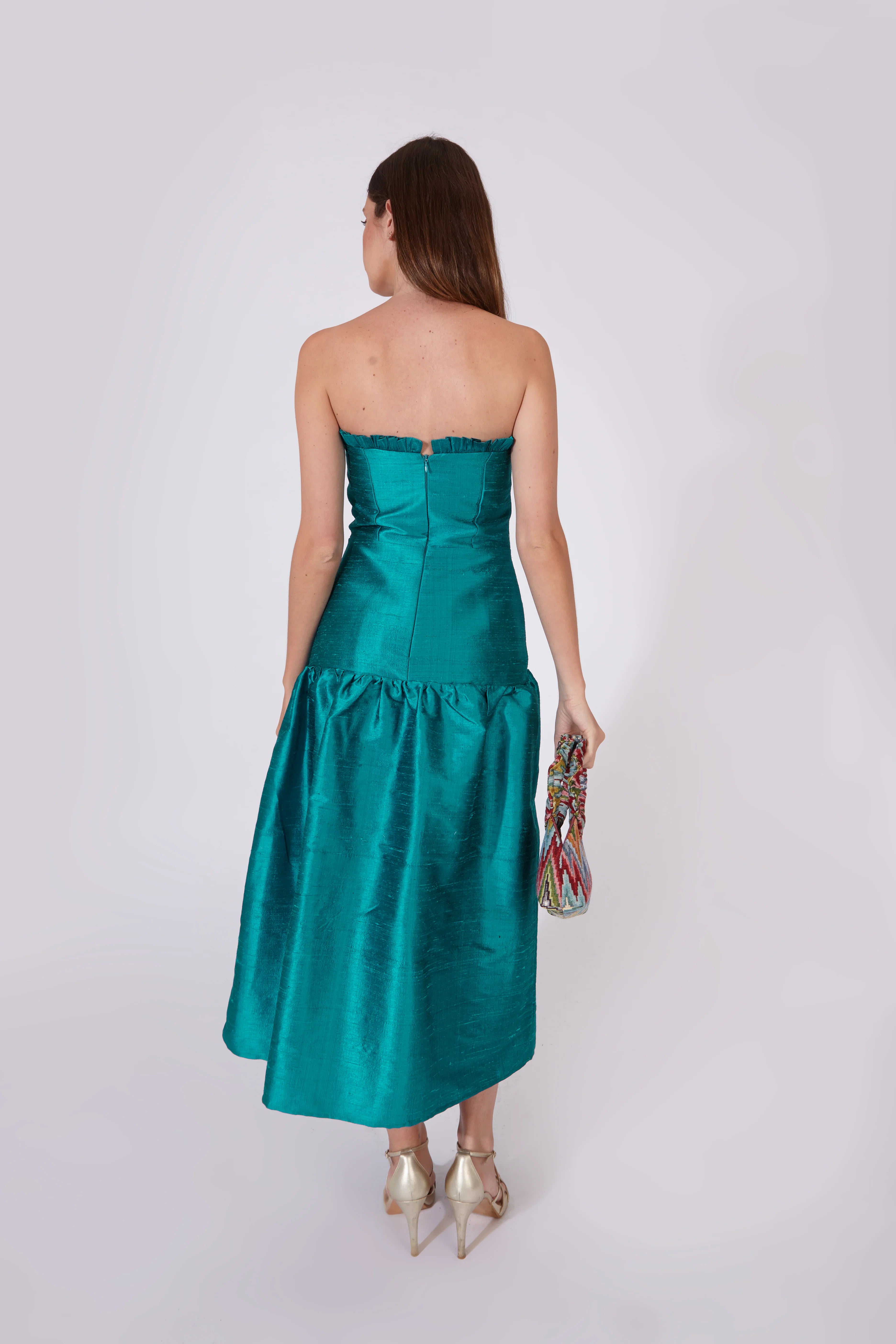 Vestido Savage Azul 100% Seda