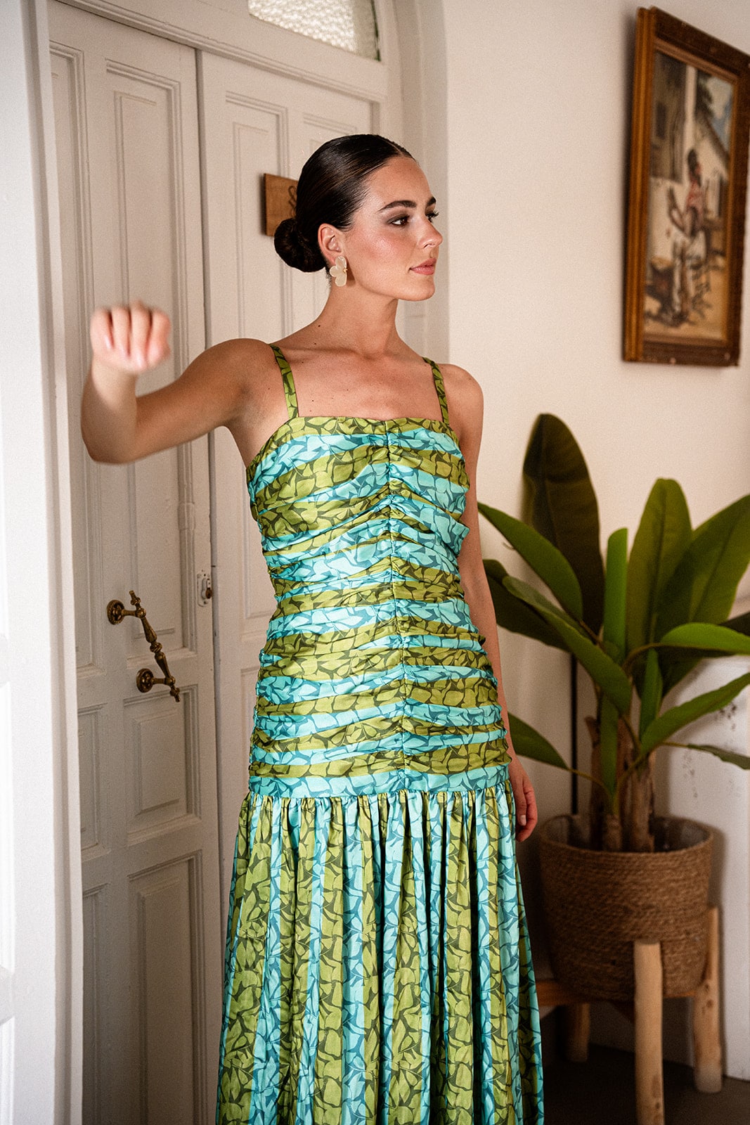Vestido Eugenia Rayas Verde/Azul