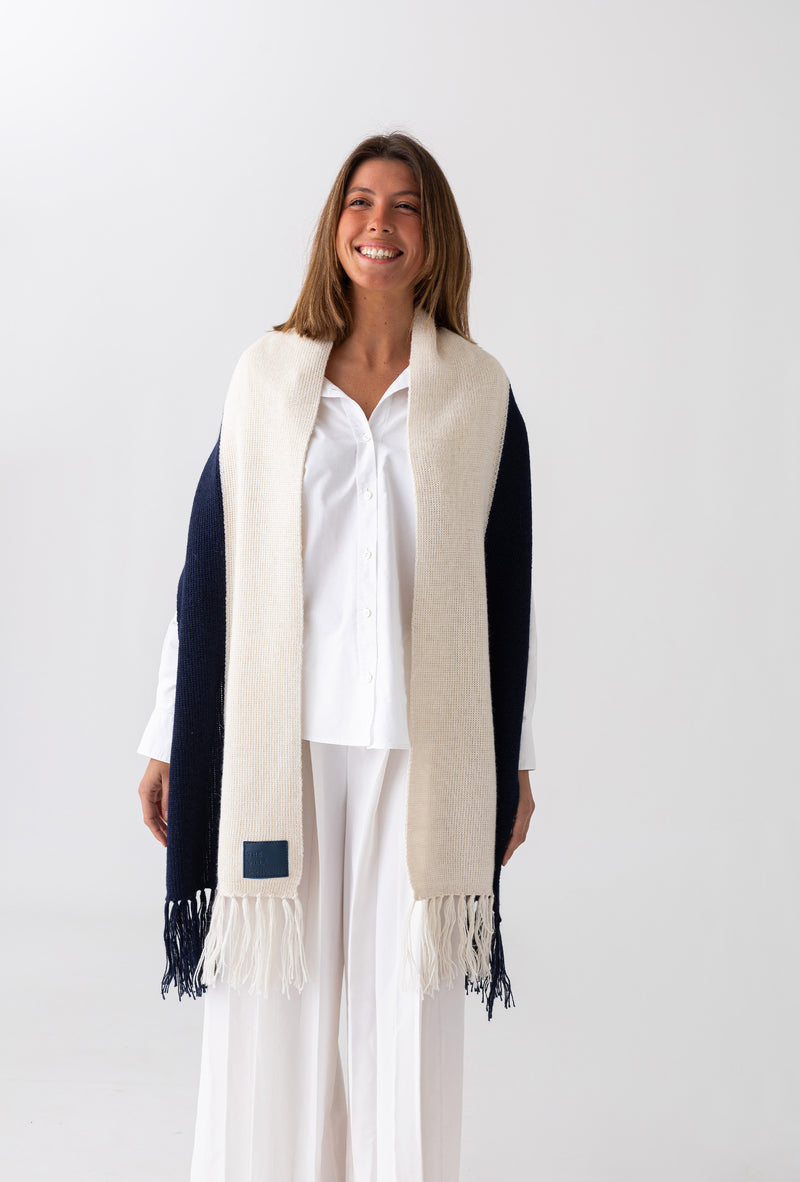 Alpaca Scarf White & Navy