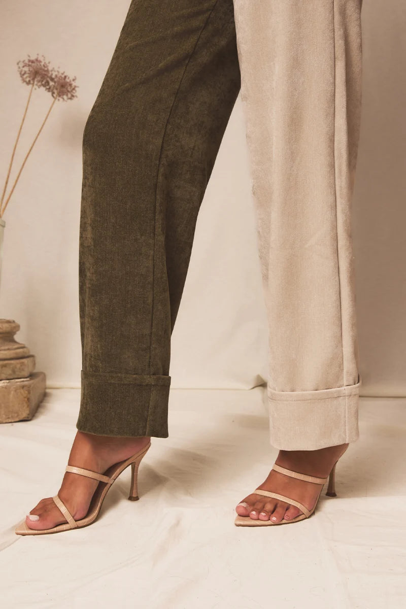 Pantalón Lumen Moss & Ivory verde/beige