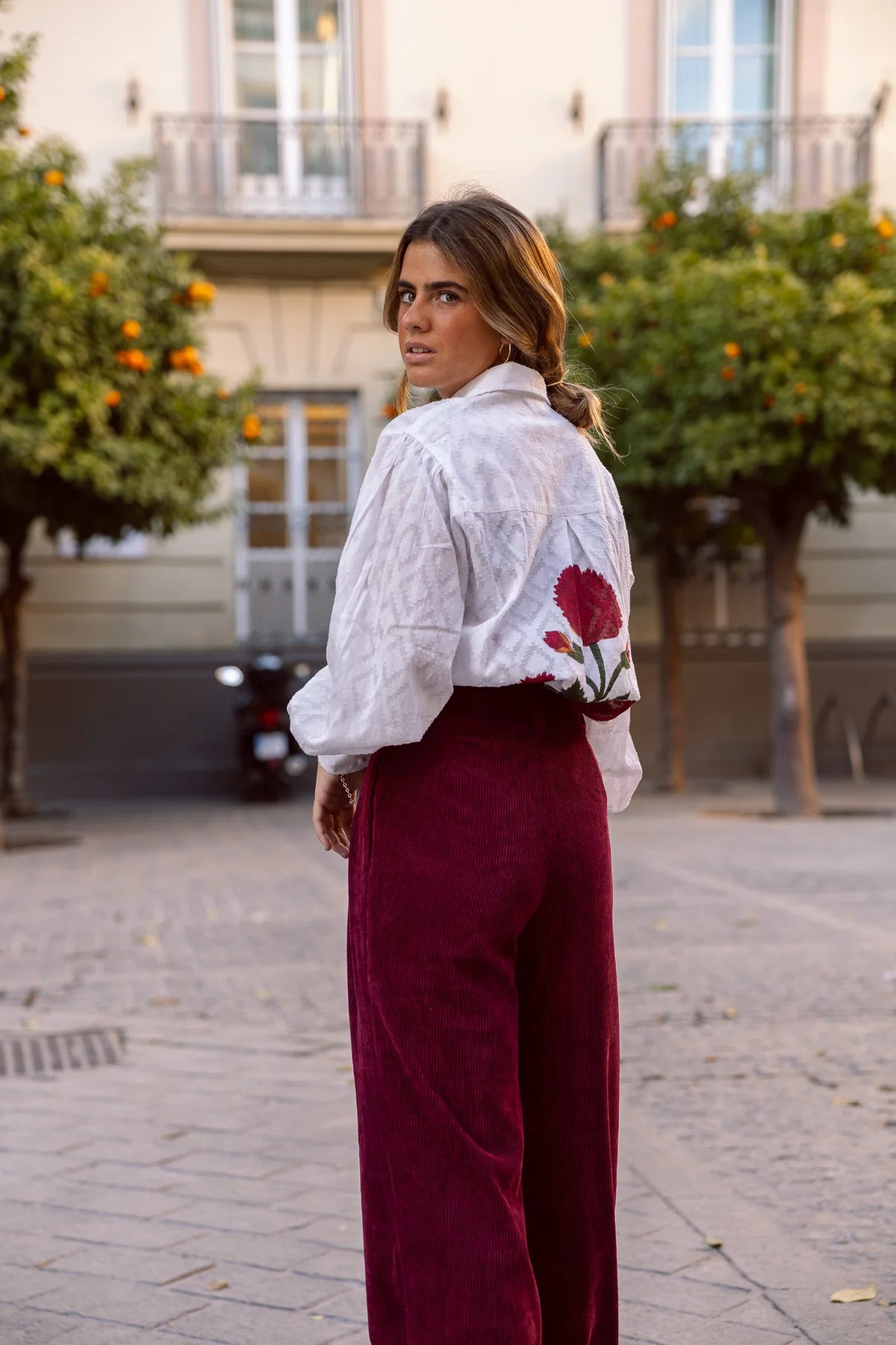 Camisa Flor Burdeos