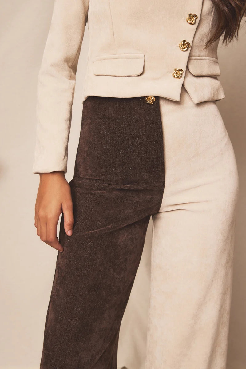 Pantalón Lumen Truffle & Ivory marrón/beige