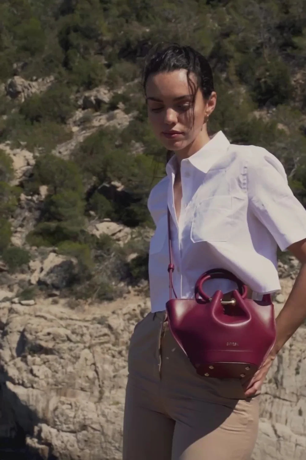 Mini Capazo Bag Berry Piel