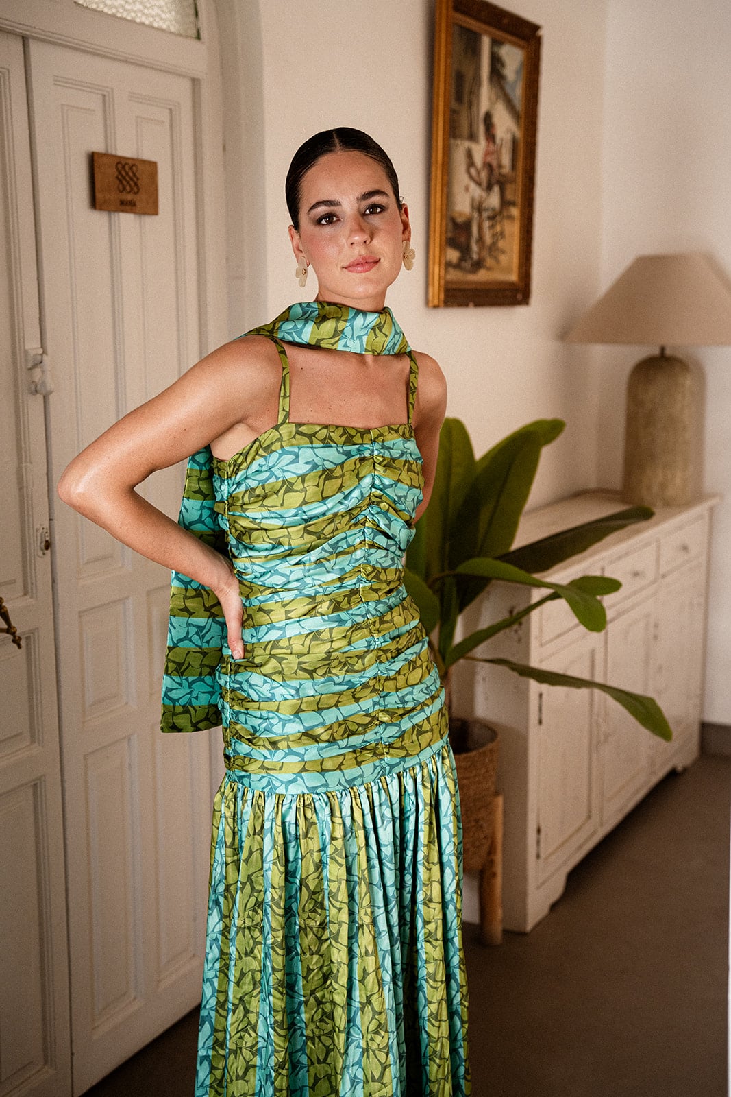 Vestido Eugenia Rayas Verde/Azul