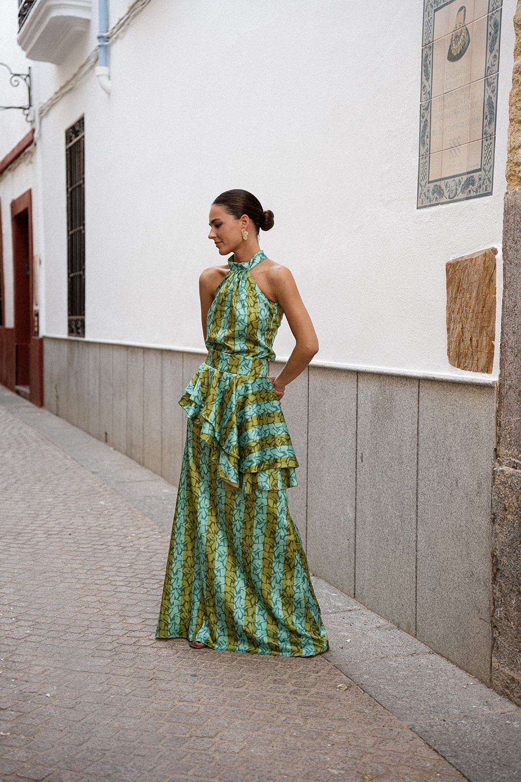 Falda Greta Rayas Azul/Verde