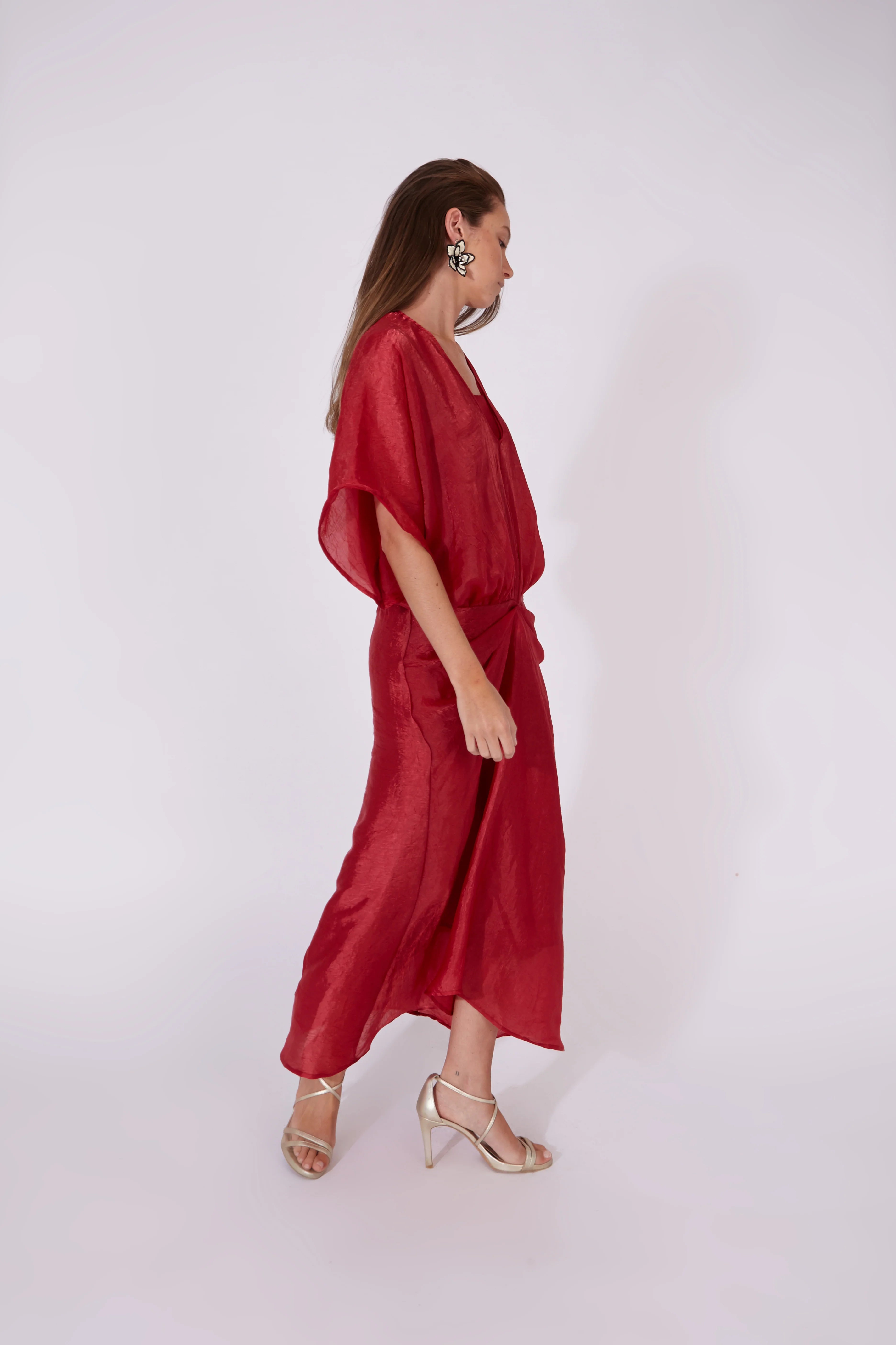 Vestido Varkala Rojo Seda