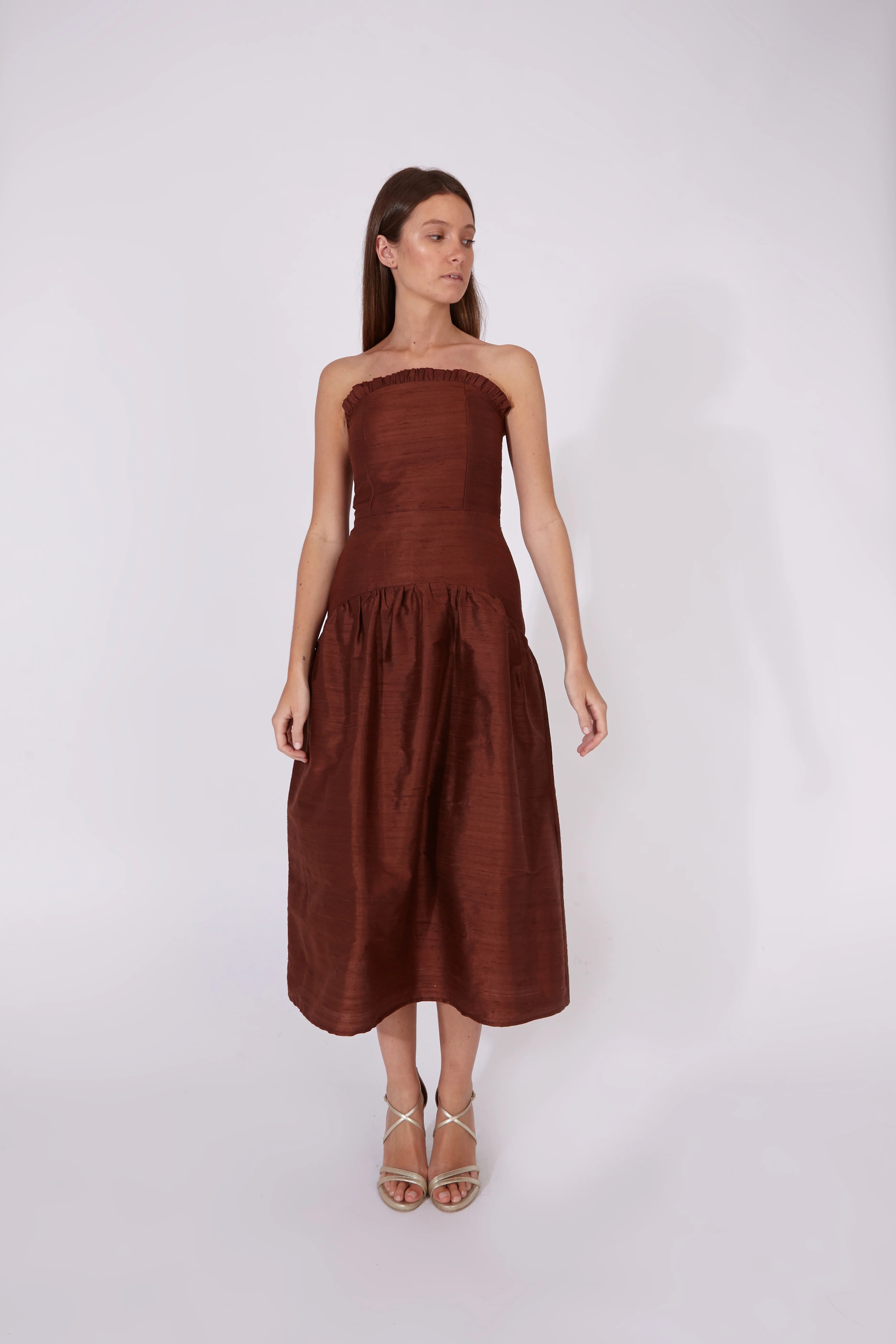 Vestido Savage Marrón 100% Seda