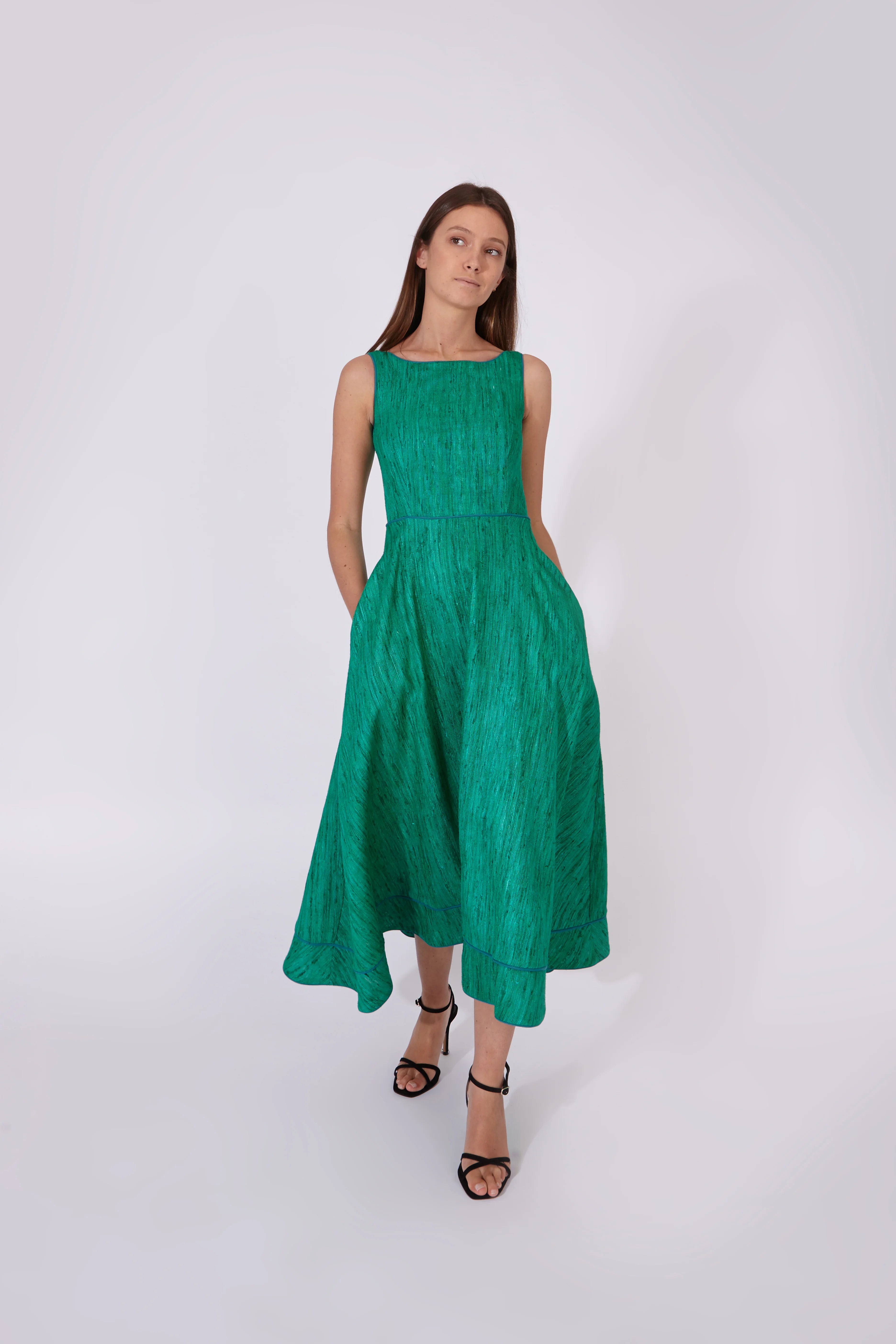 Vestido Kanchi Verde Esmeralda 100% Seda