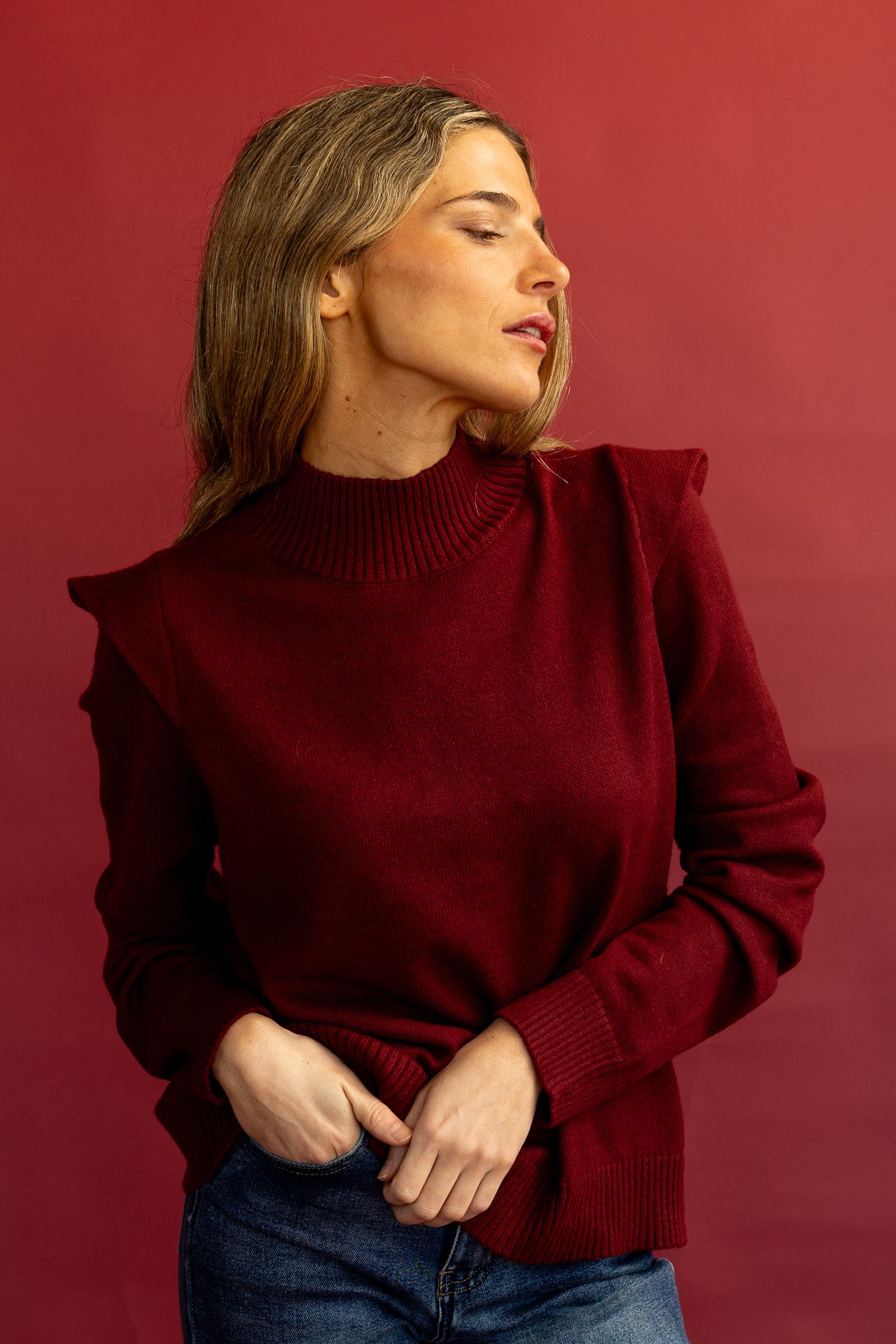 Jersey Bolonia Burdeos