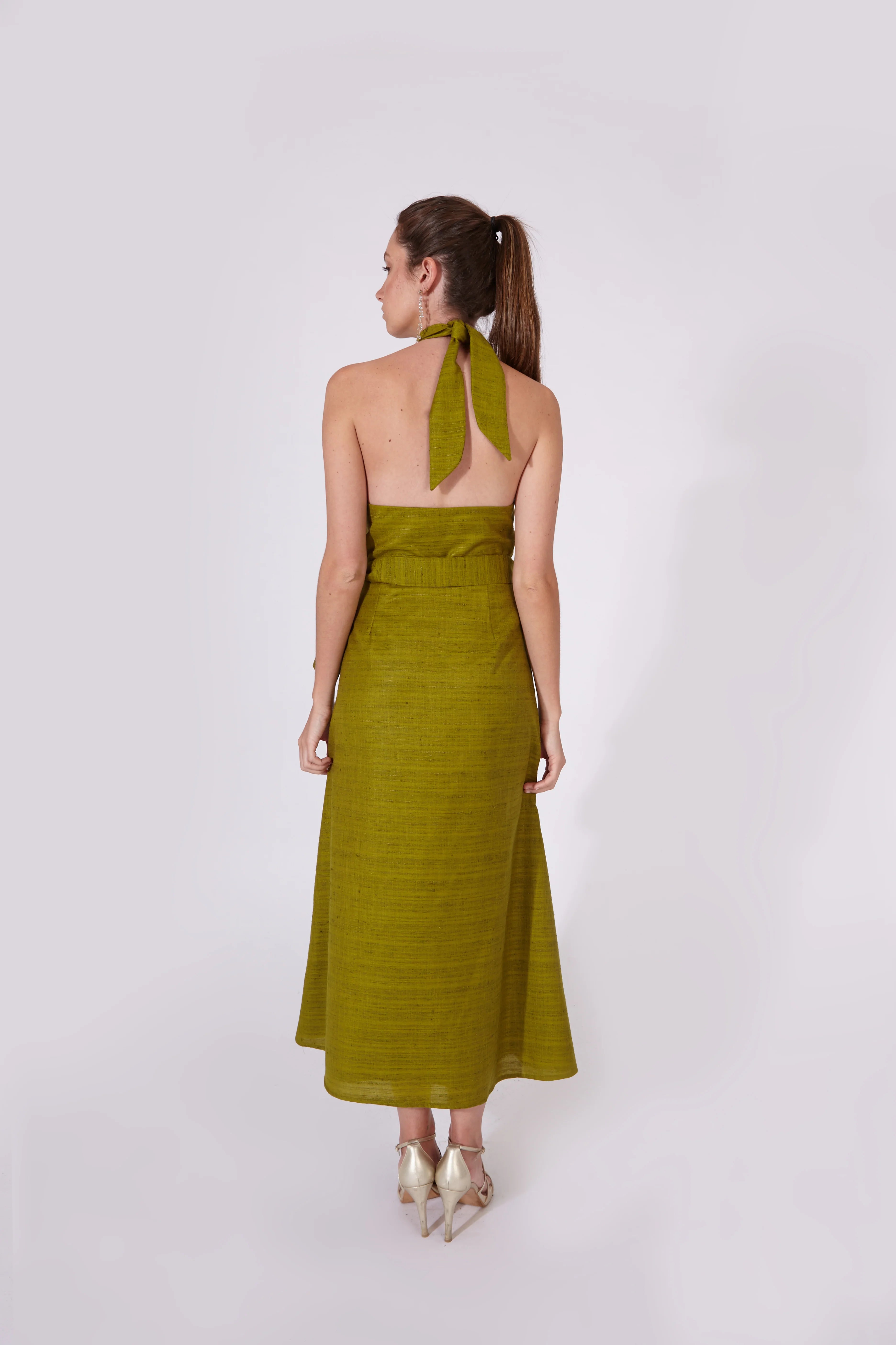 Vestido Khadi Verde Oliva 100% Algodón