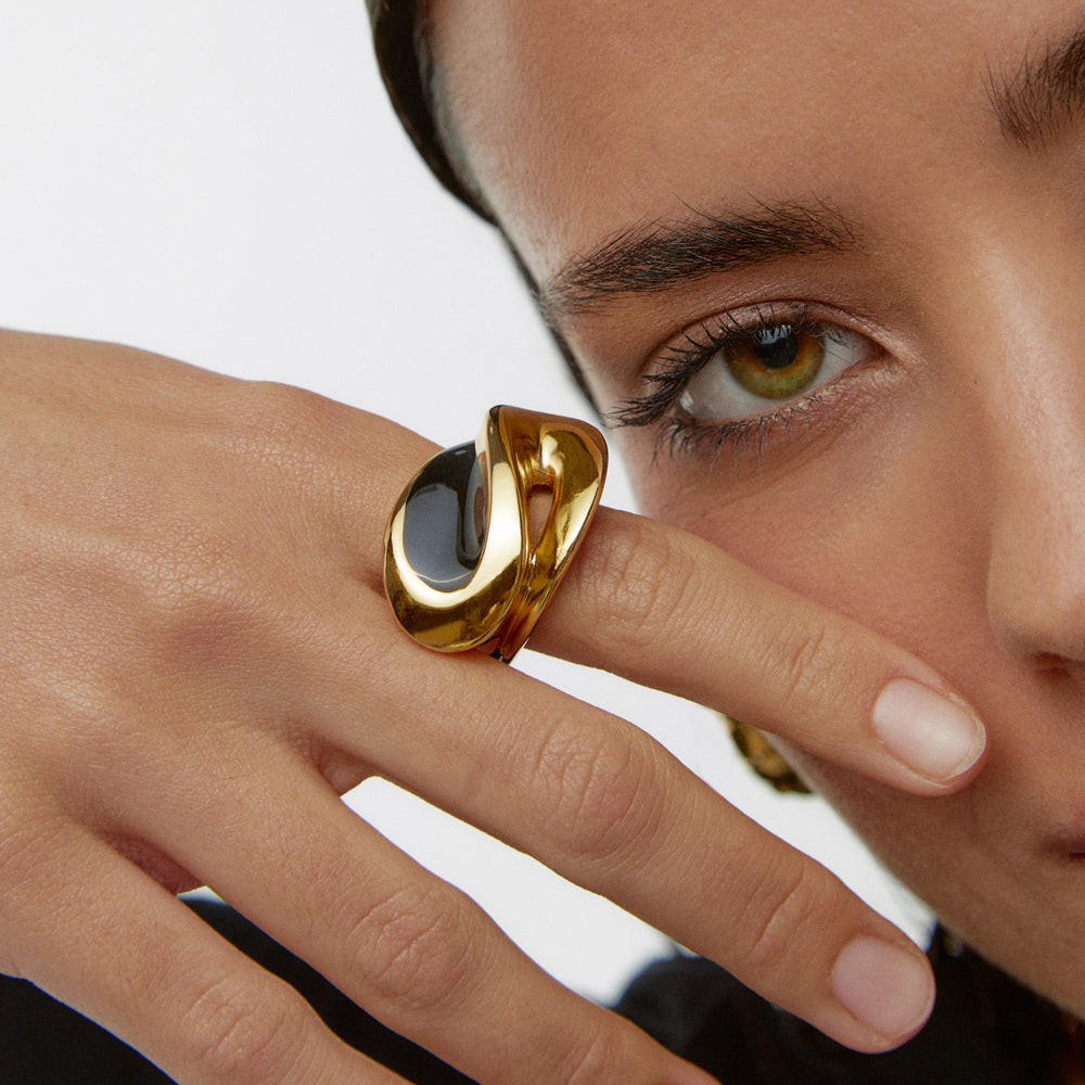 Anillo Black Atena Gold