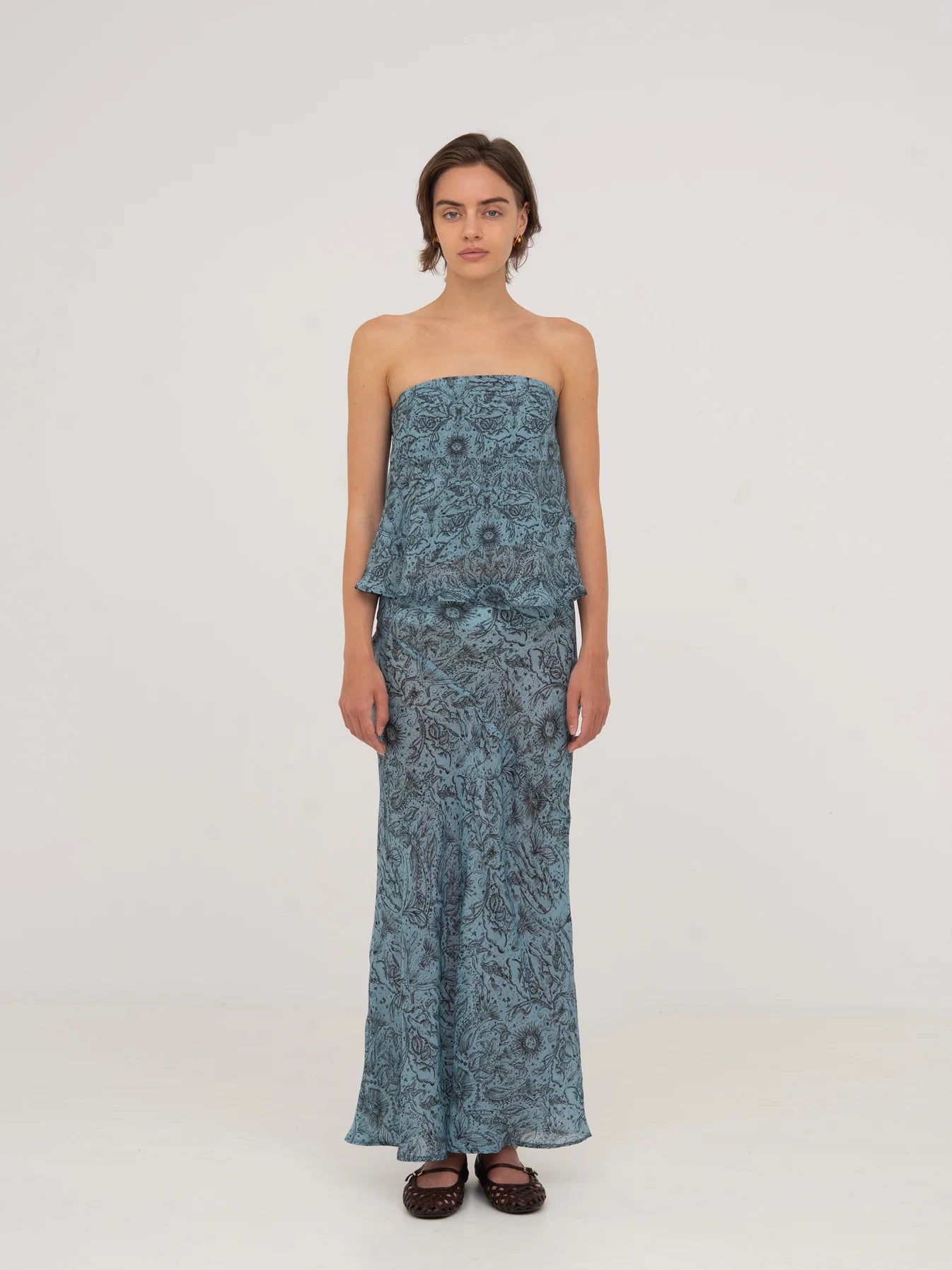 BLUE PEONY SYSTEM-PRINTED SKIRT