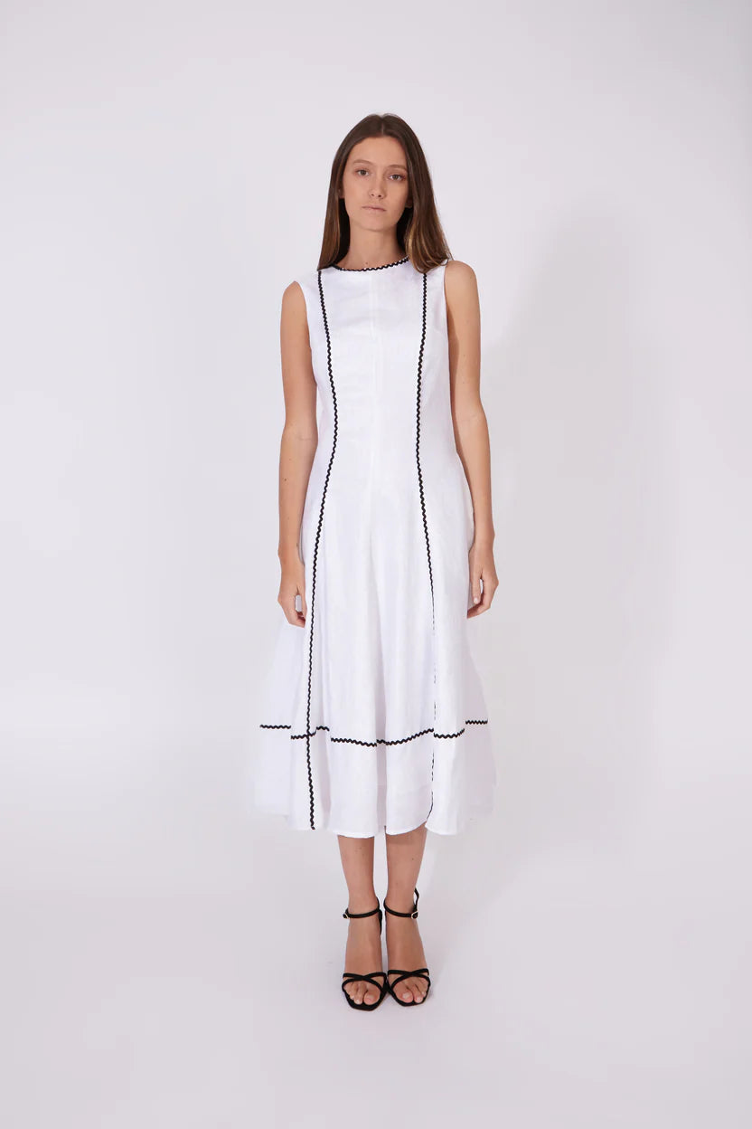 Vestido Kasauli Jacquard Blanco 100% Lino