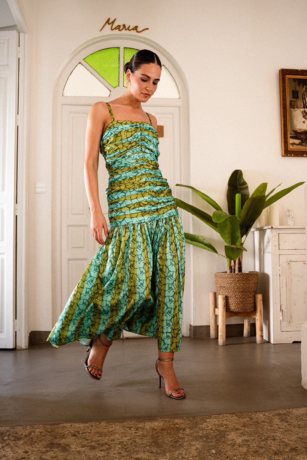 Vestido Eugenia Rayas Verde/Azul