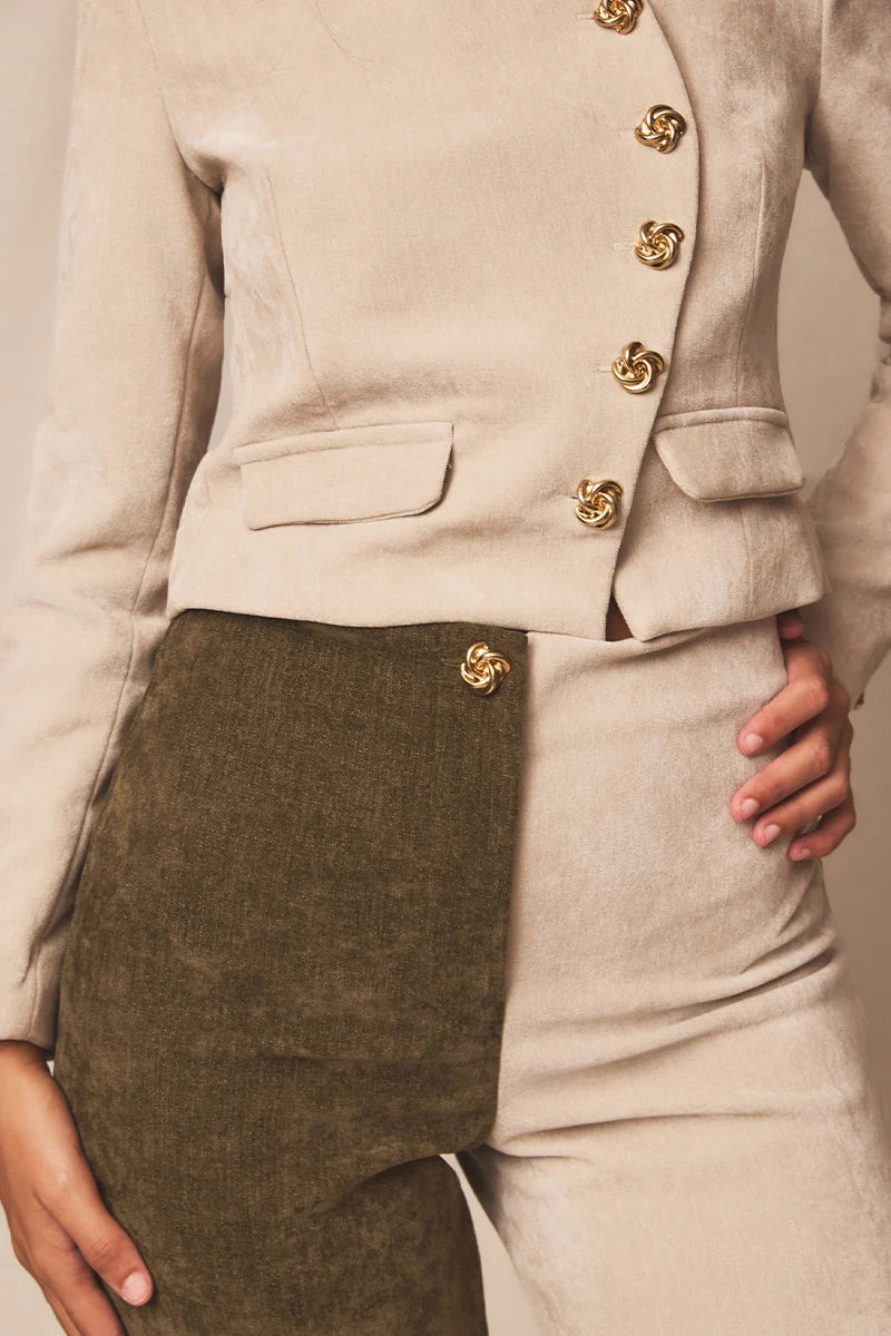 Pantalón Lumen Moss & Ivory verde/beige