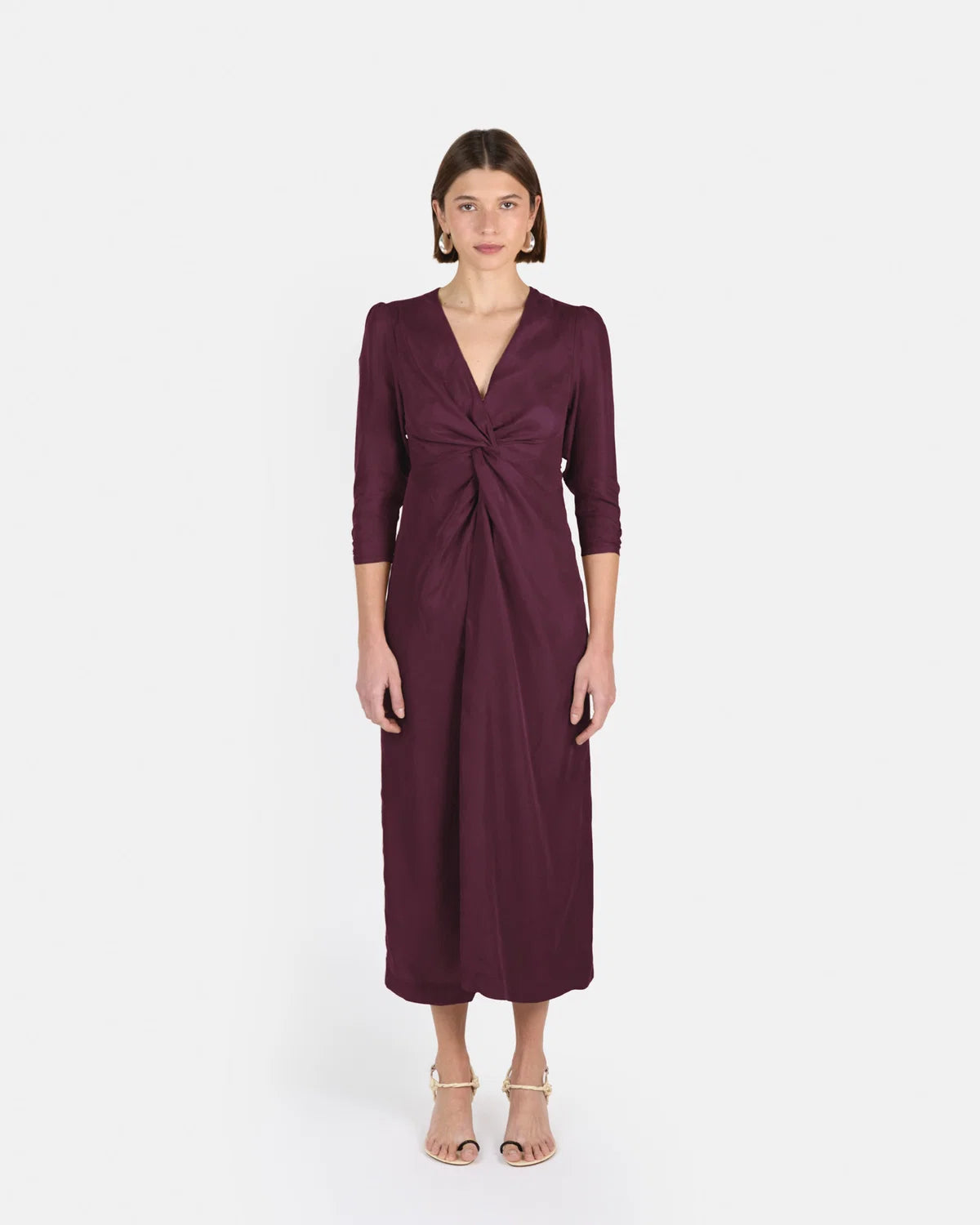 Vestido Bianca Mangas Vino
