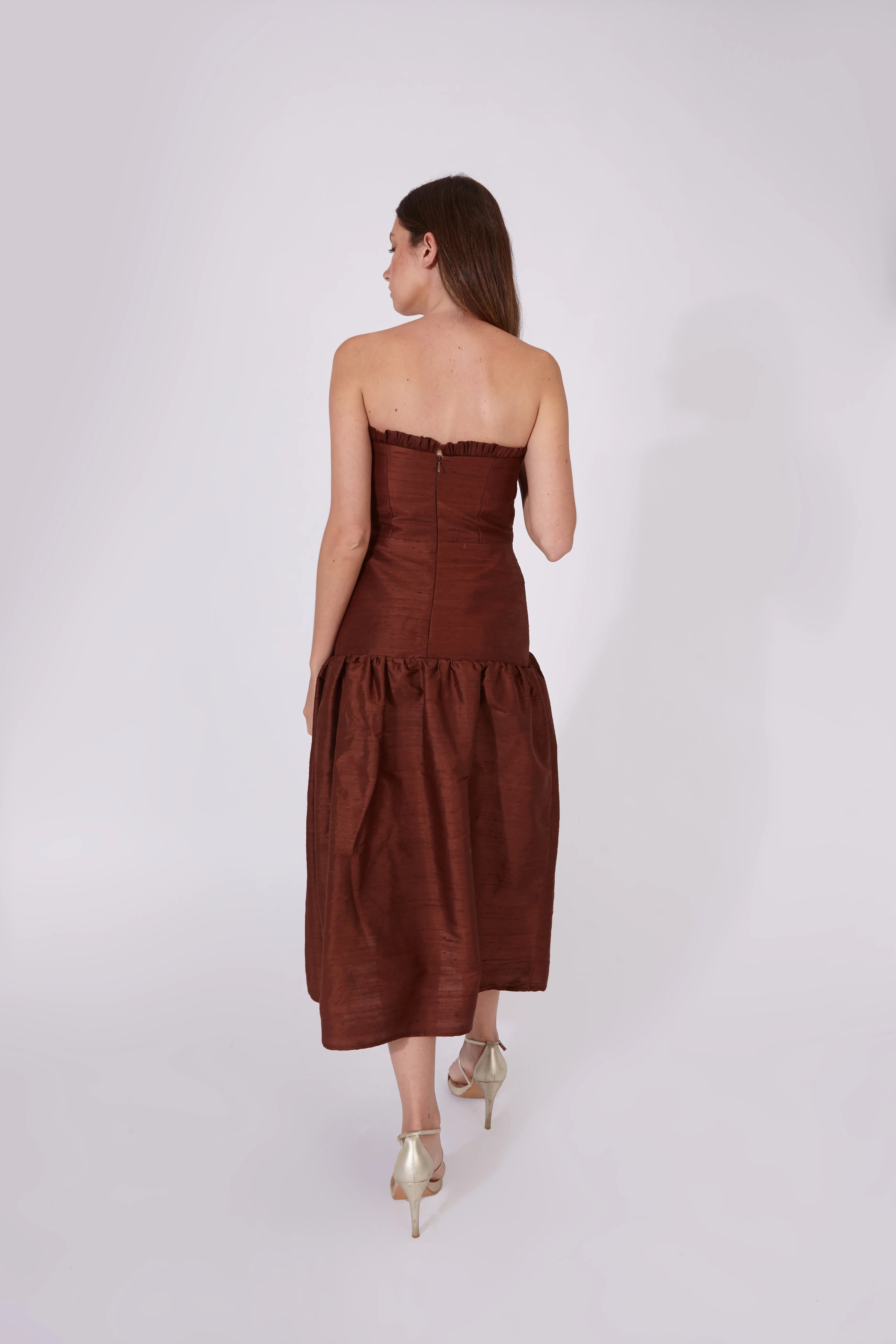 Vestido Savage Marrón 100% Seda