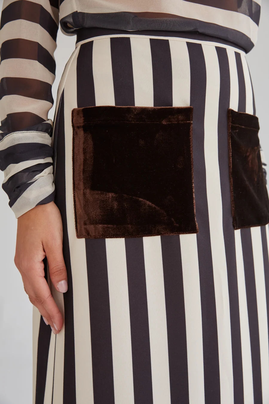 Falda Claudia Rayas Negro-Beige