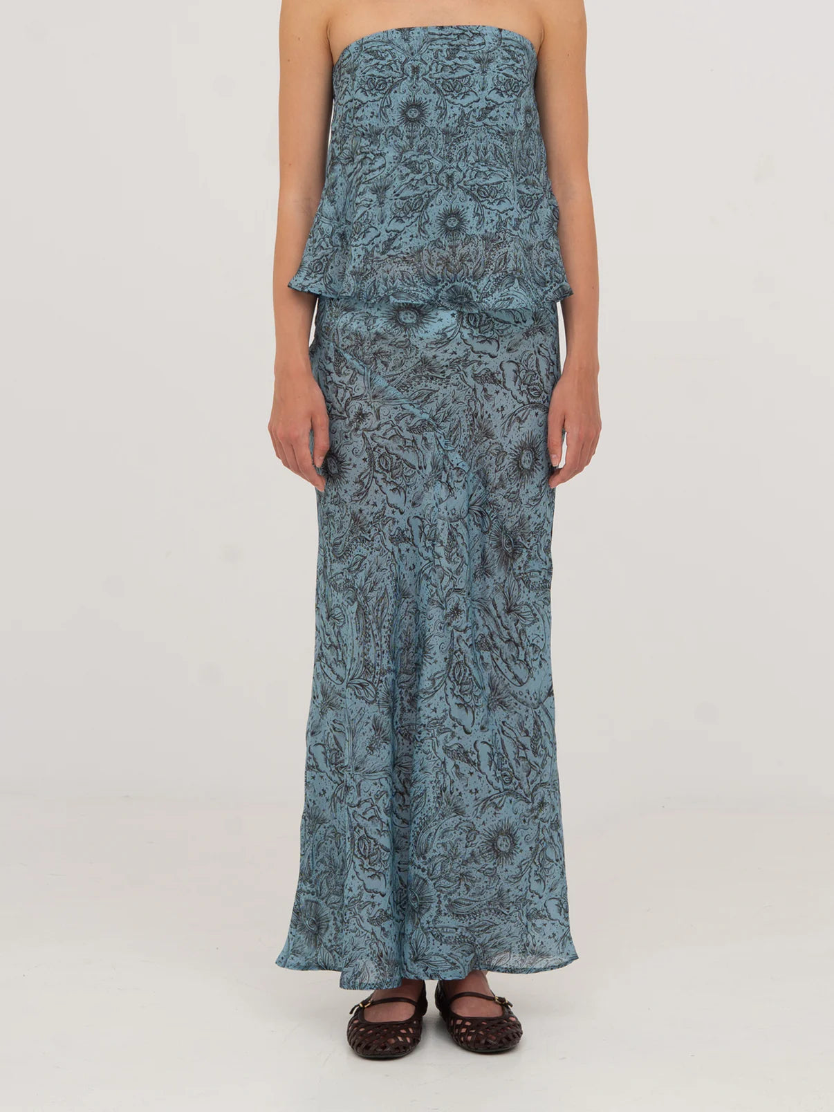 BLUE PEONY SYSTEM-PRINTED SKIRT