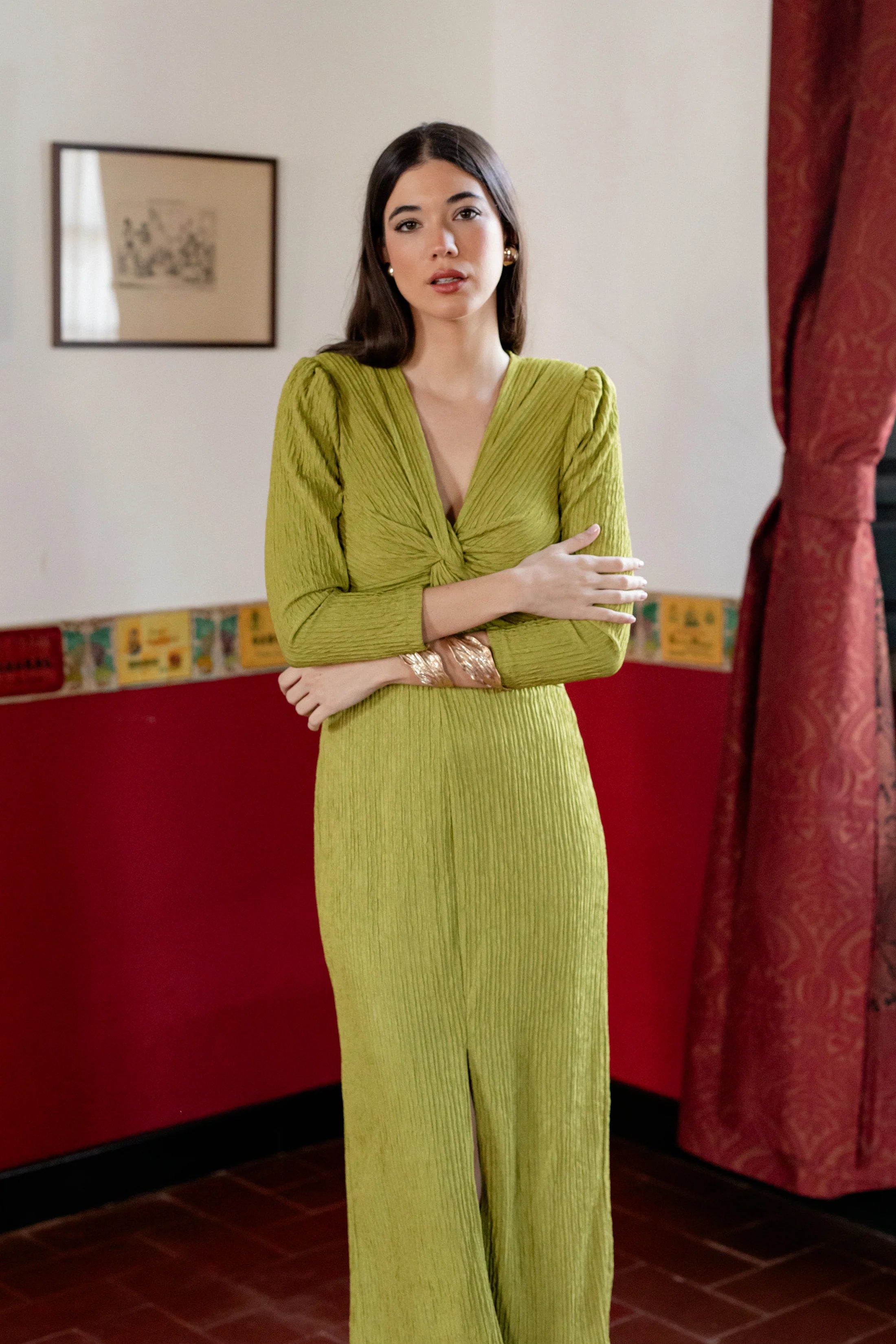 Vestido Gala Verde Pistacho