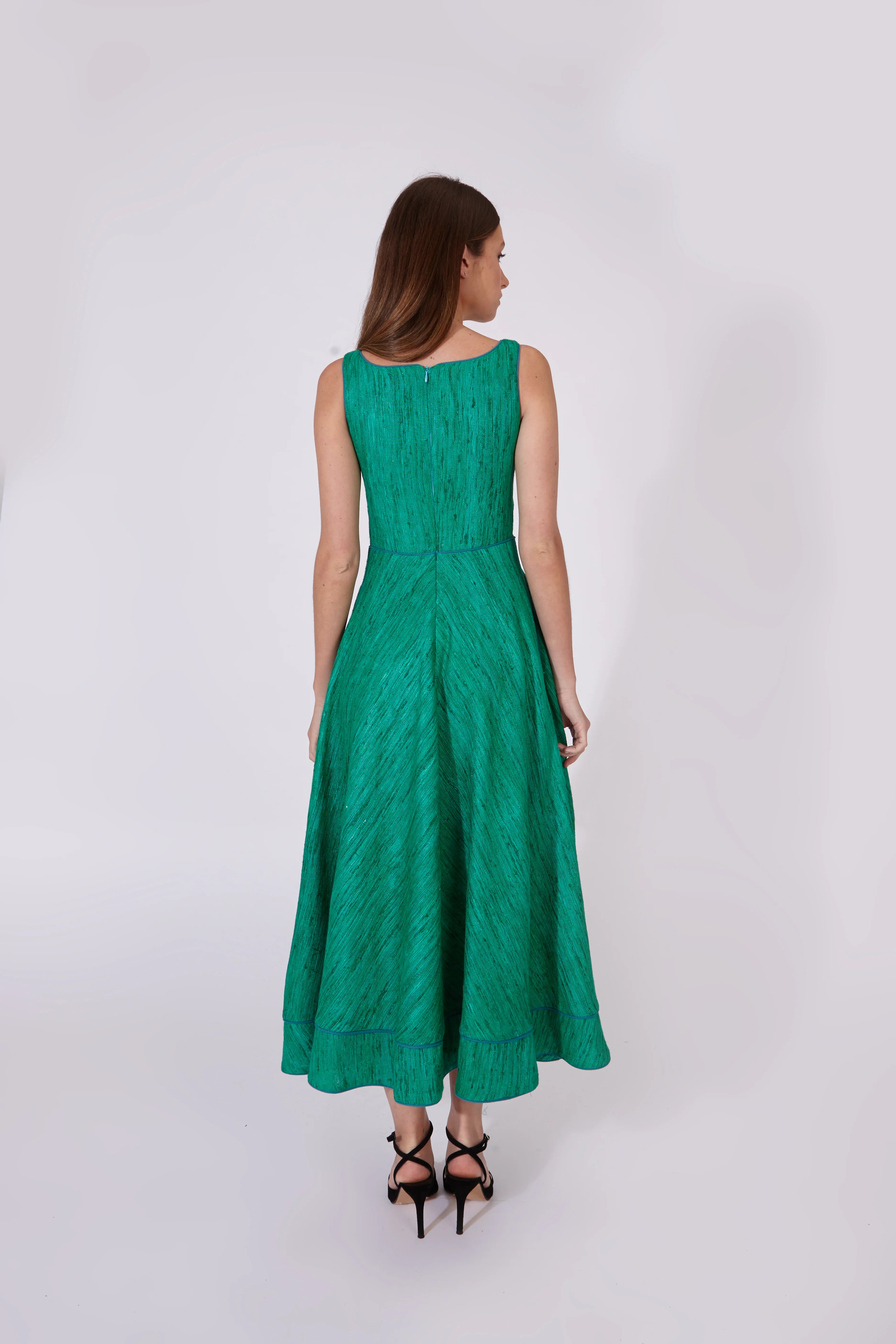 Vestido Kanchi Verde Esmeralda 100% Seda