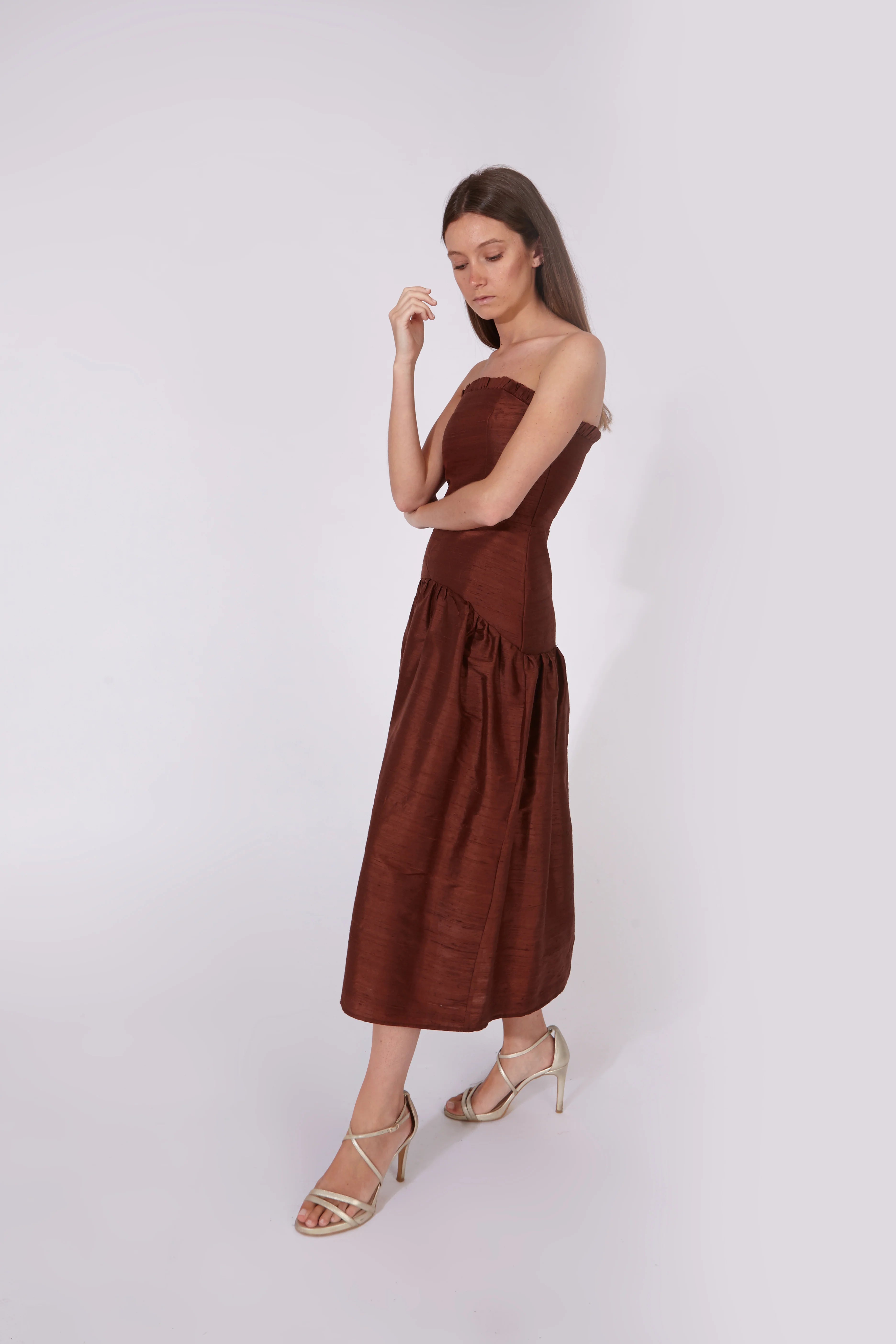 Vestido Savage Marrón 100% Seda