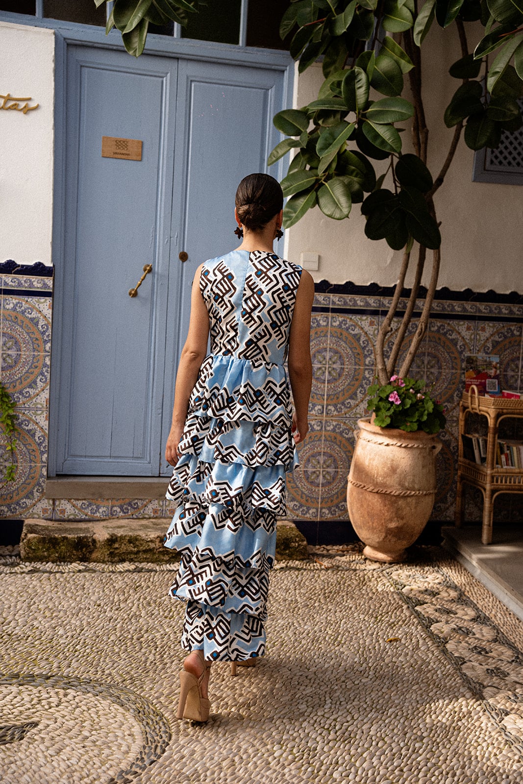 Vestido Francesca Azul Volantes
