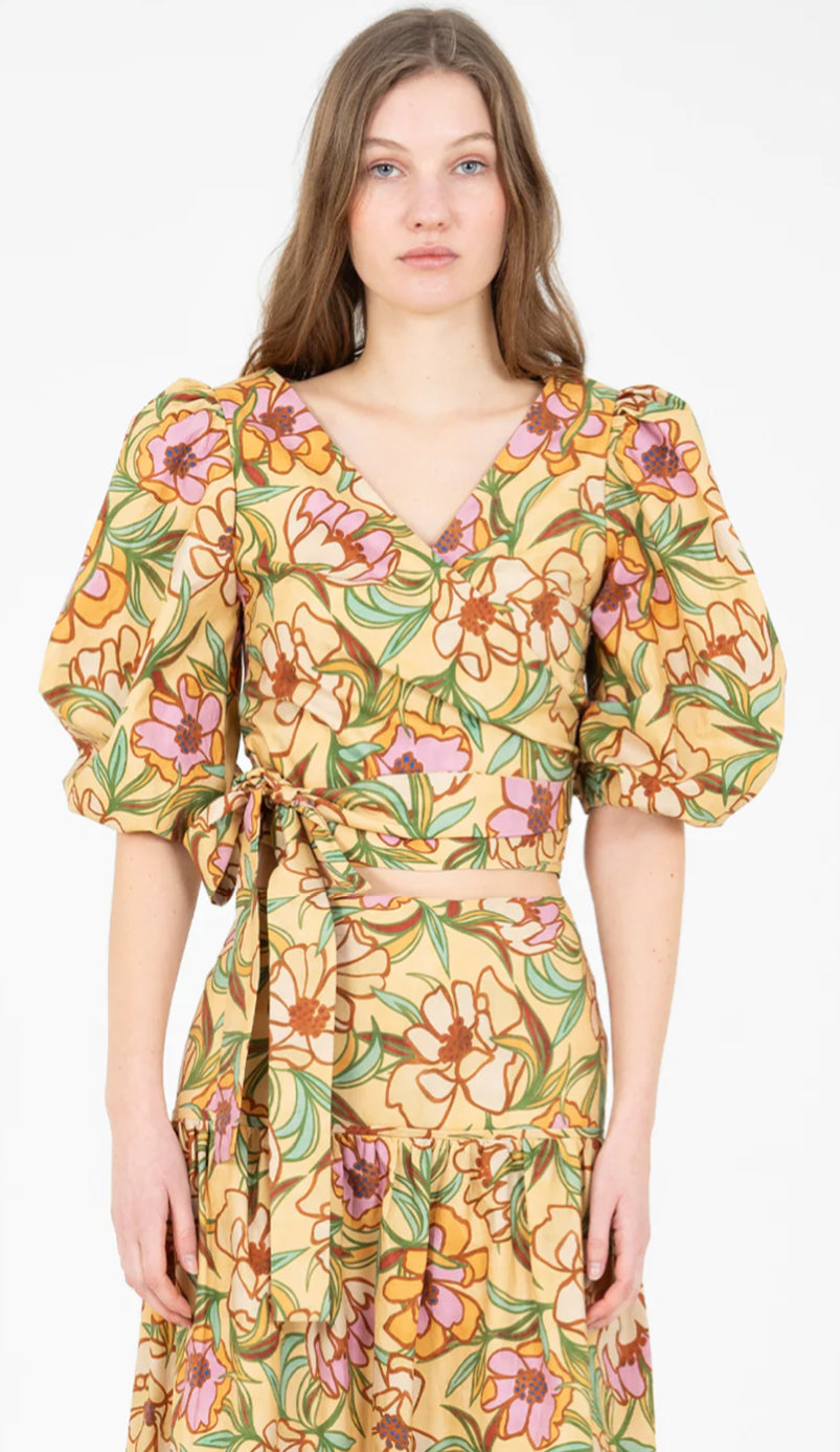 LYSANDRA FLORAL PRINT WRAP TOP