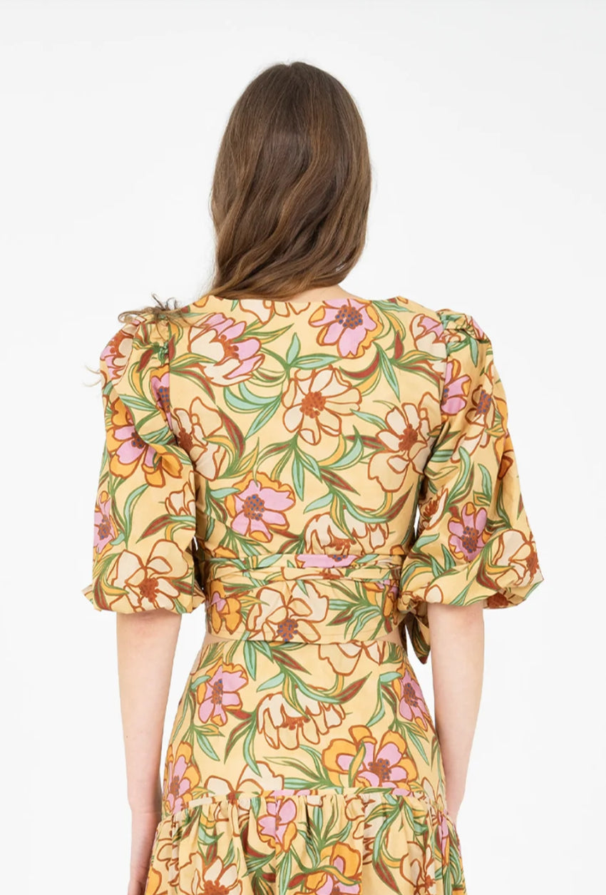 LYSANDRA FLORAL PRINT WRAP TOP