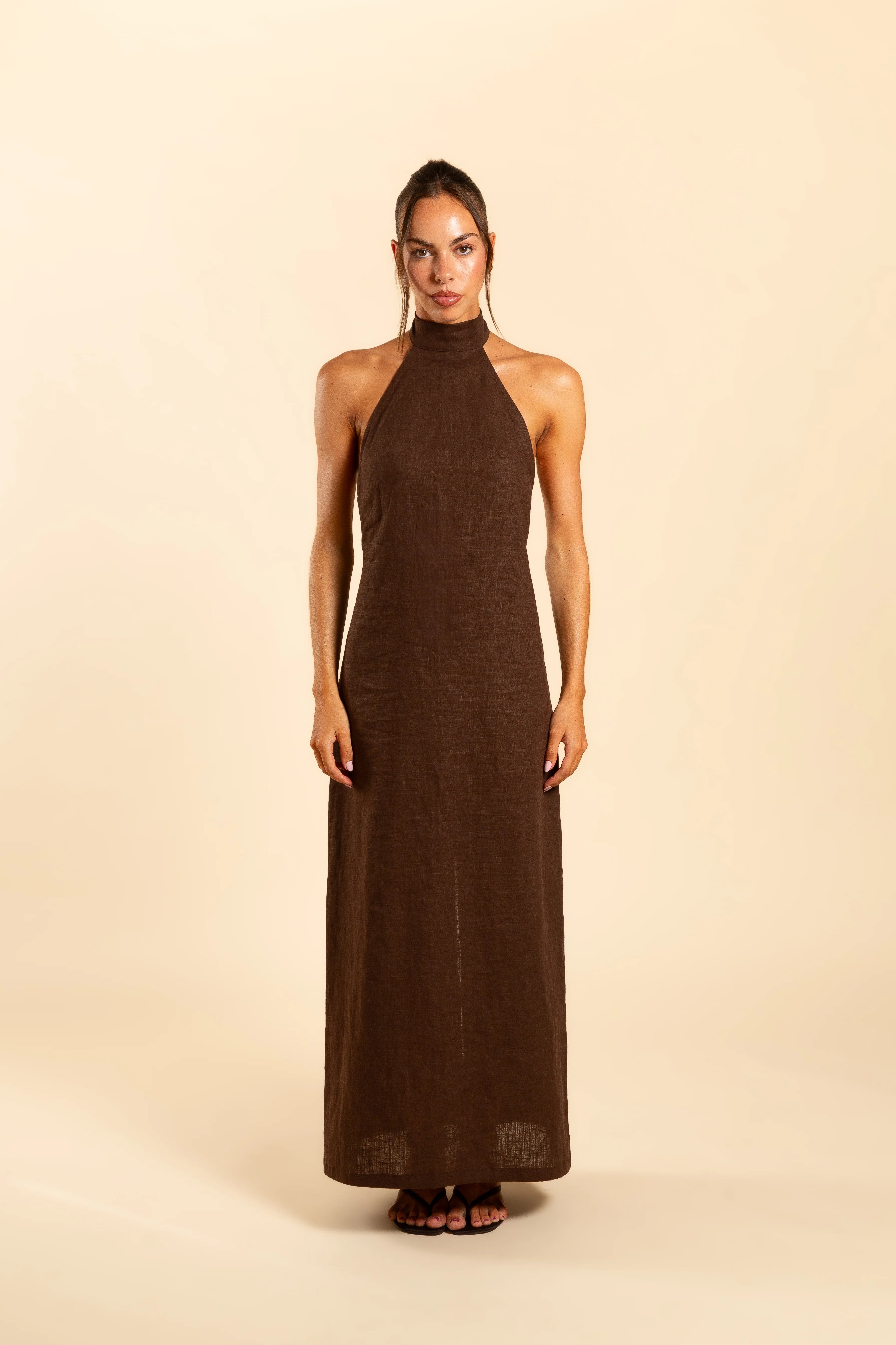 Vestido Lino Marrón