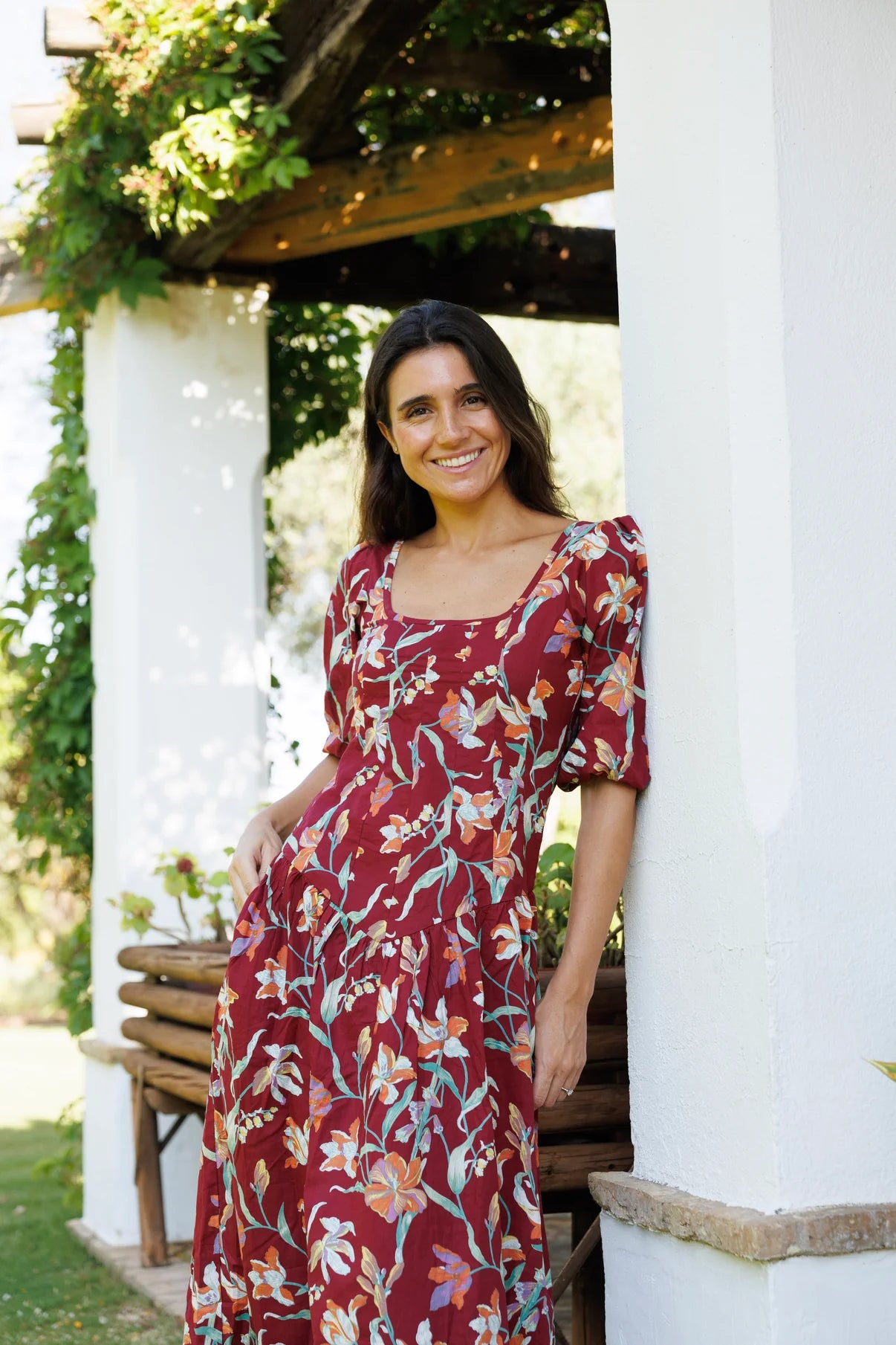 Vestido Algodón Burdeos