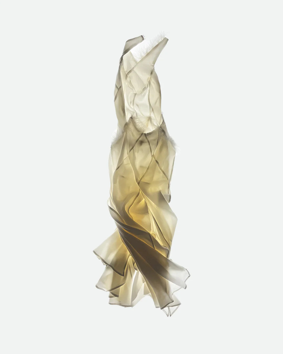 White Satin Midi Dress with feathers