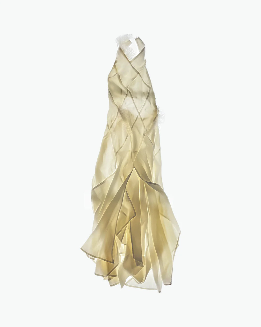 White Satin Midi Dress with feathers