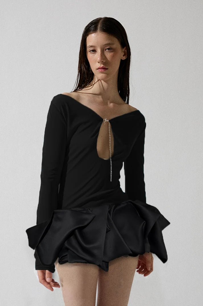 Black Blouse With Chain Detail