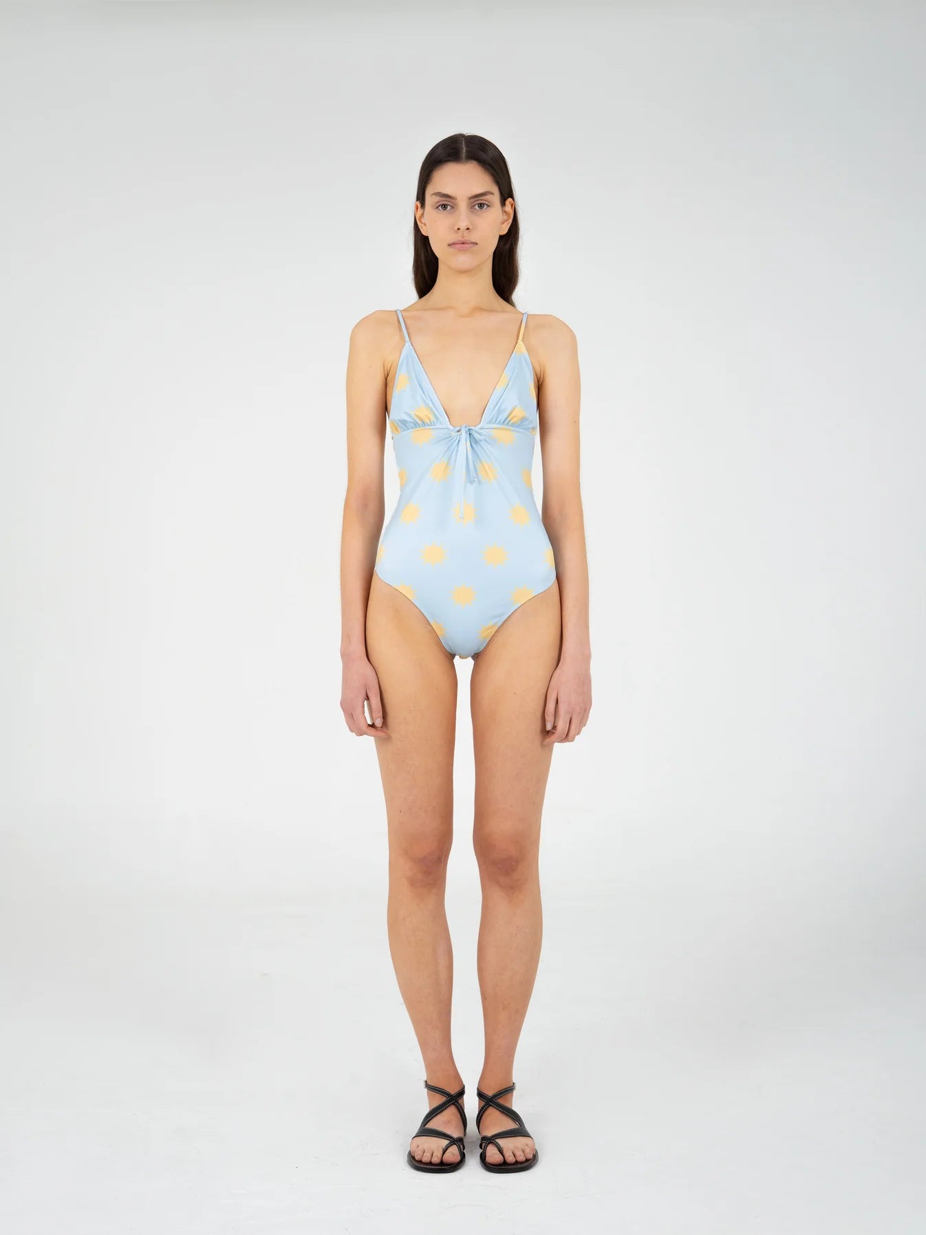 ILLUSION SUN-PRINTED BLUE SWIMSUIT