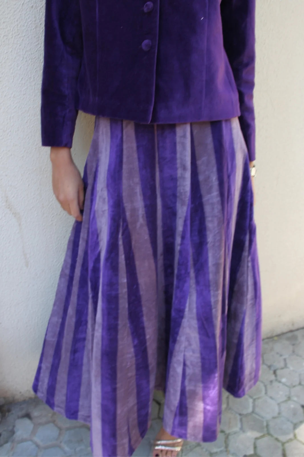 Falda de Terciopelo Rayas Morada