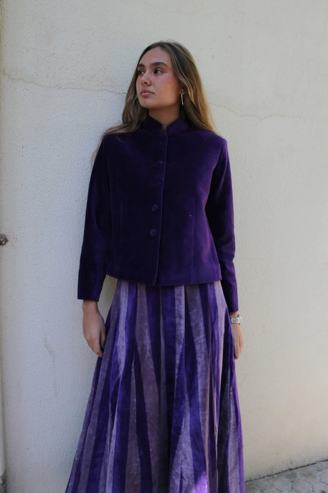 Falda de Terciopelo Rayas Morada