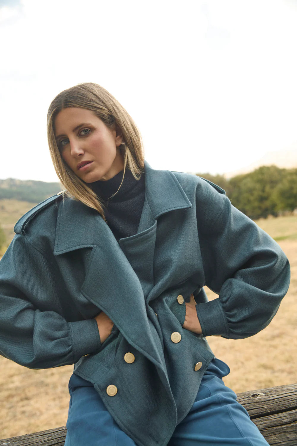 Chaquetón de Lana Manech 001 Blue Denim Wool