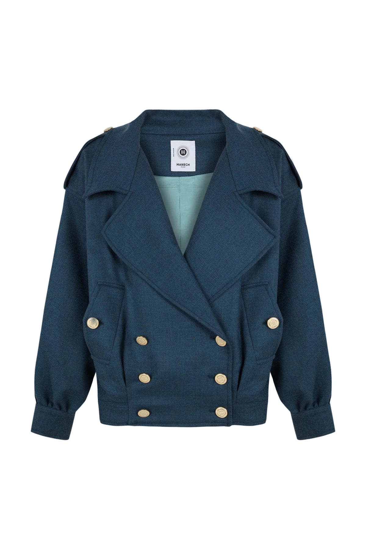 Chaquetón de Lana Manech 001 Blue Denim Wool