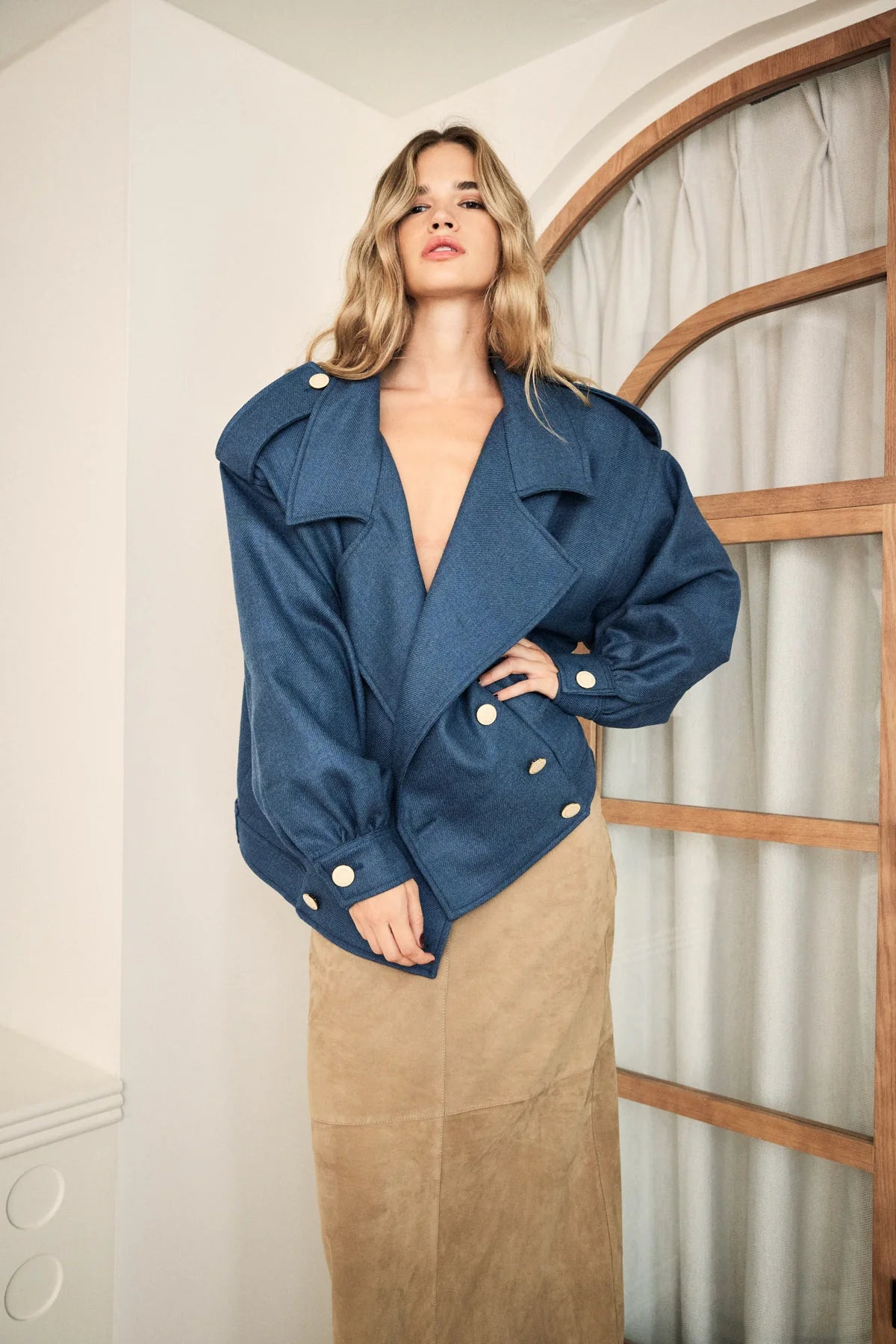 Chaquetón de Lana Manech 001 Blue Denim Wool